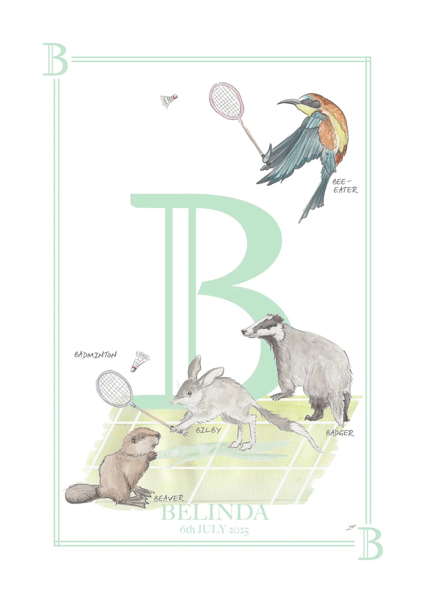 Personalised Children's Letter B - Art Print