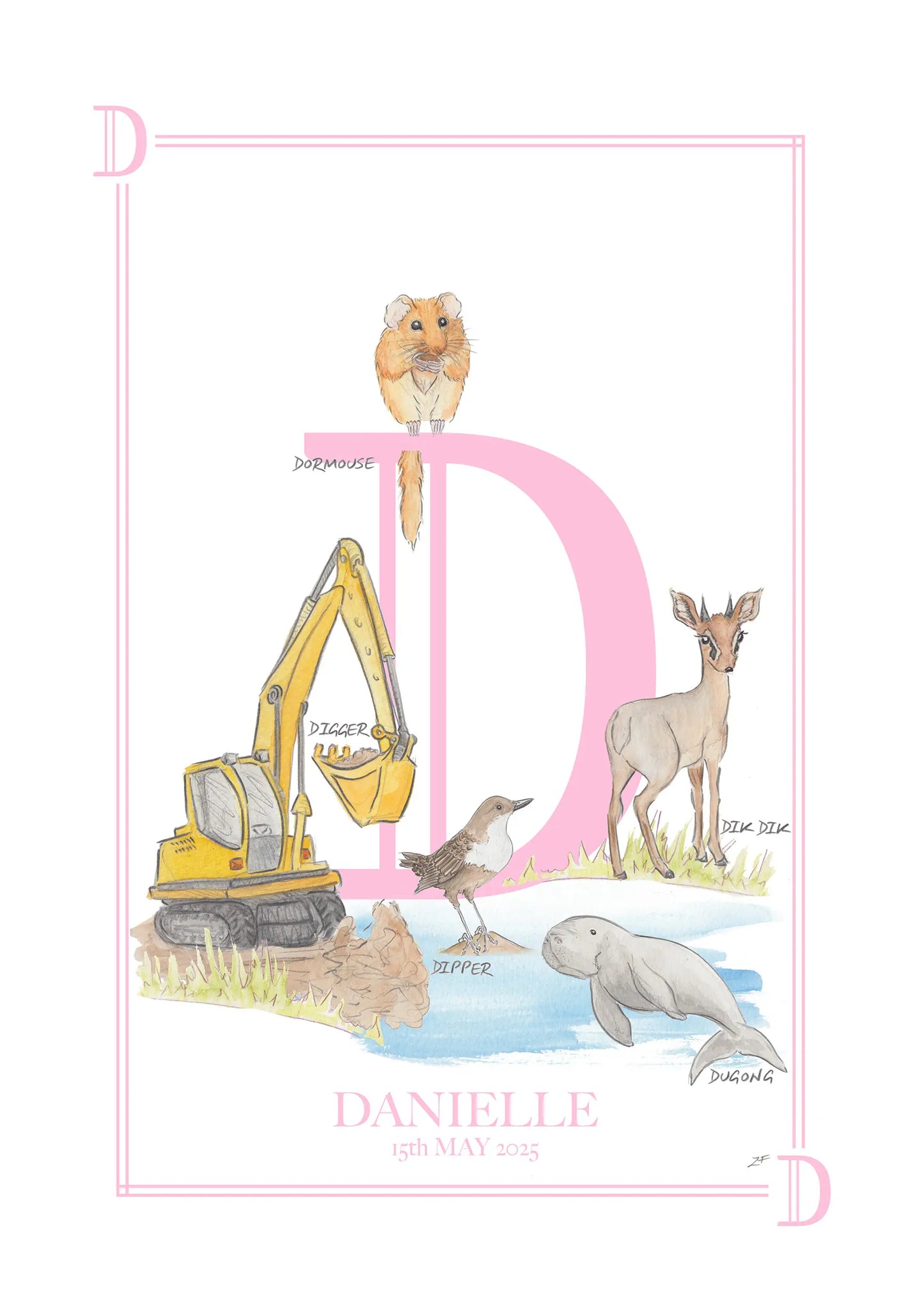 Personalised Children's Letter D - Art Print