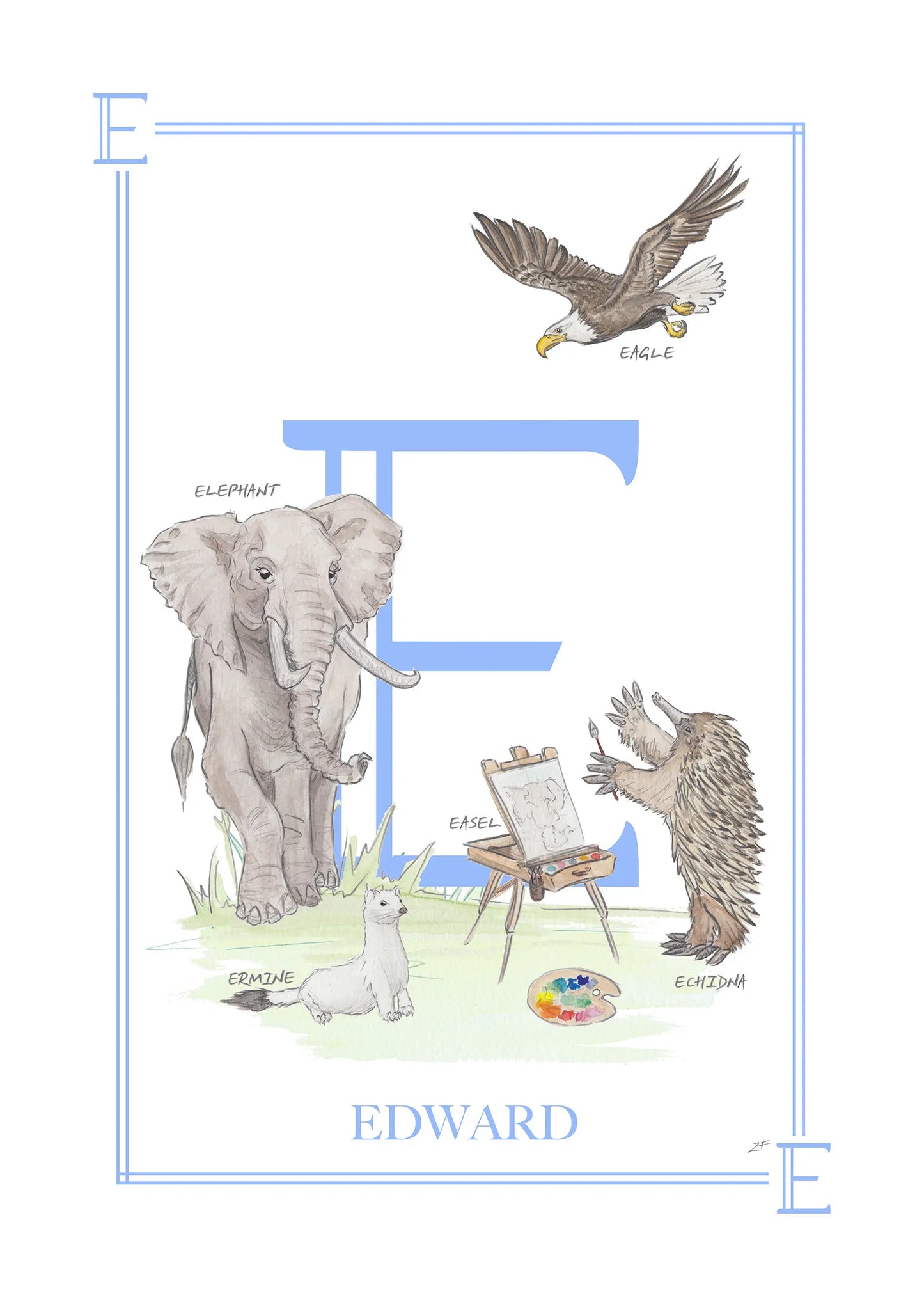 Personalised Children's Letter E - Art Print