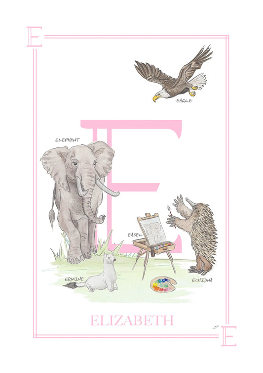 Personalised Children's Alphabet Print - Letter E