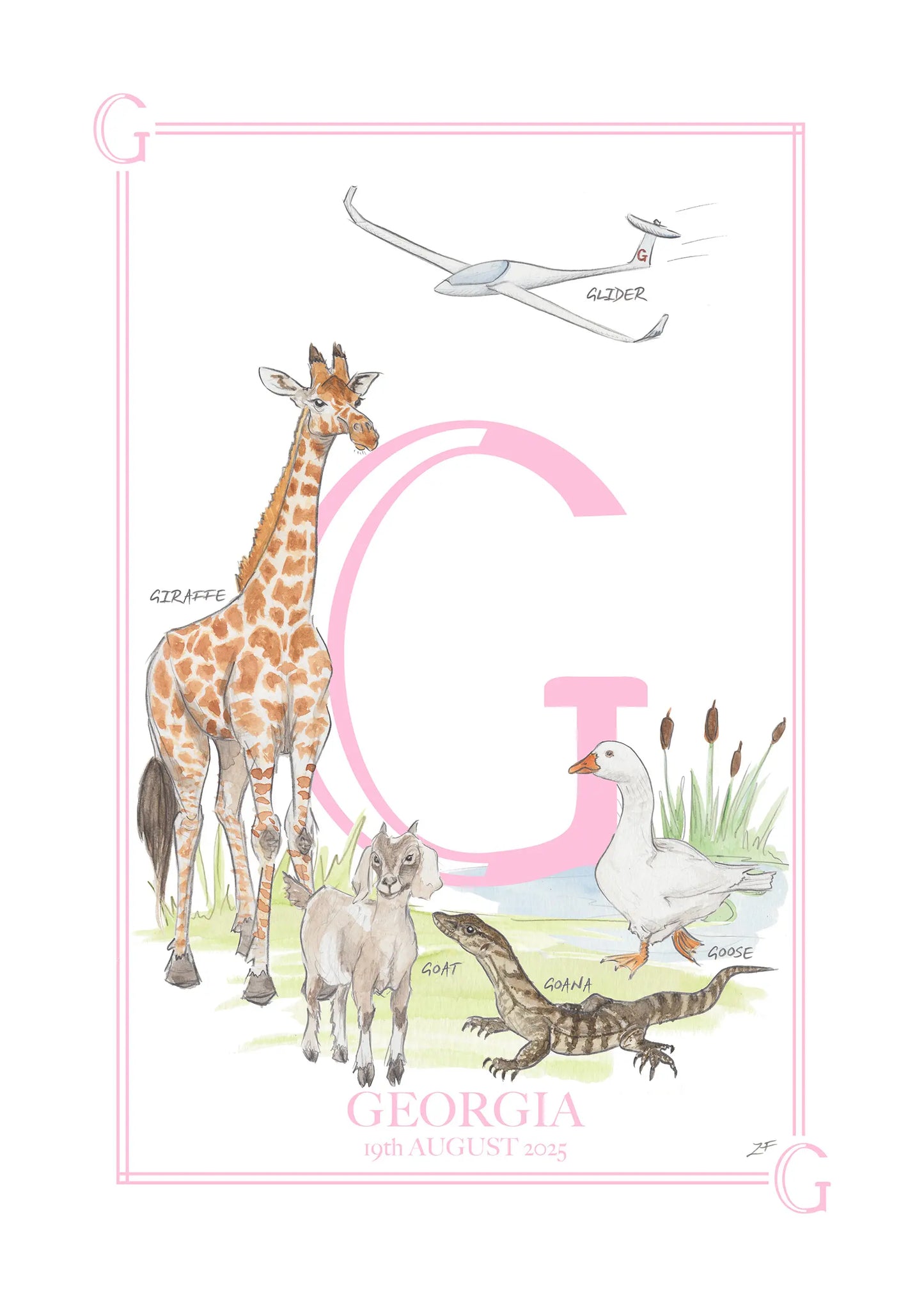 Personalised Children's Letter G - Art Print