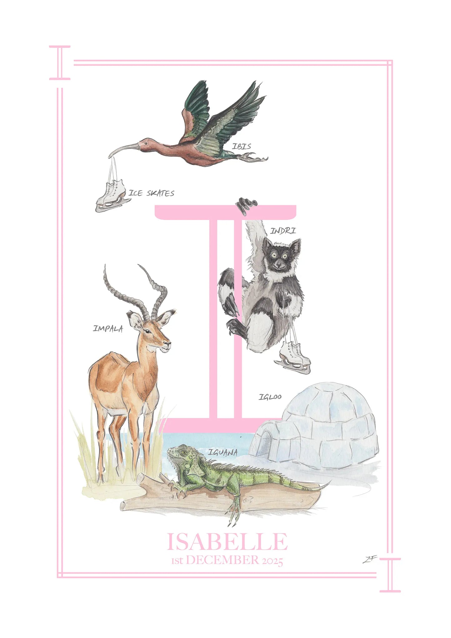 Personalised Children's Letter I - Art Print
