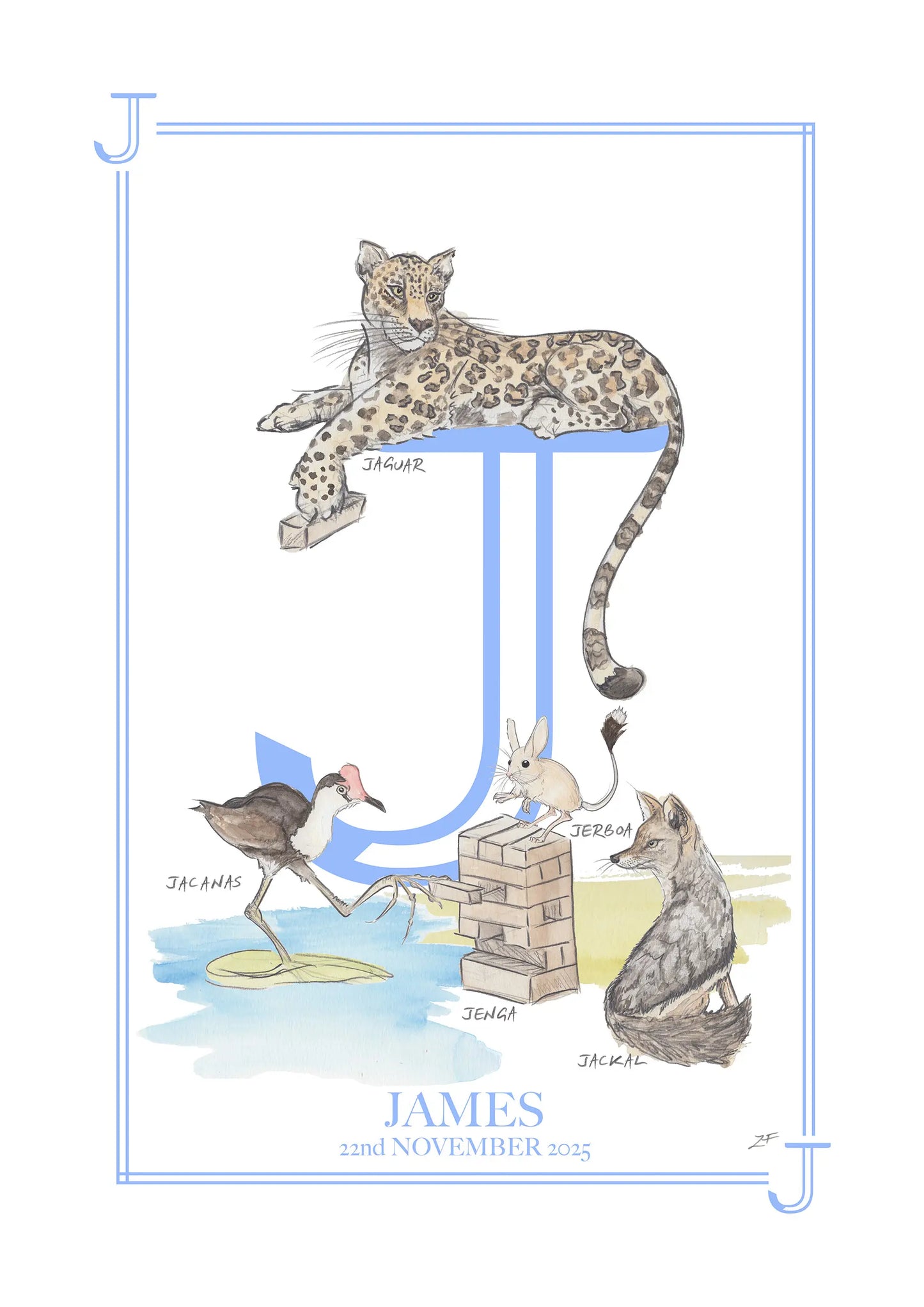 Personalised Children's Letter J - Art Print