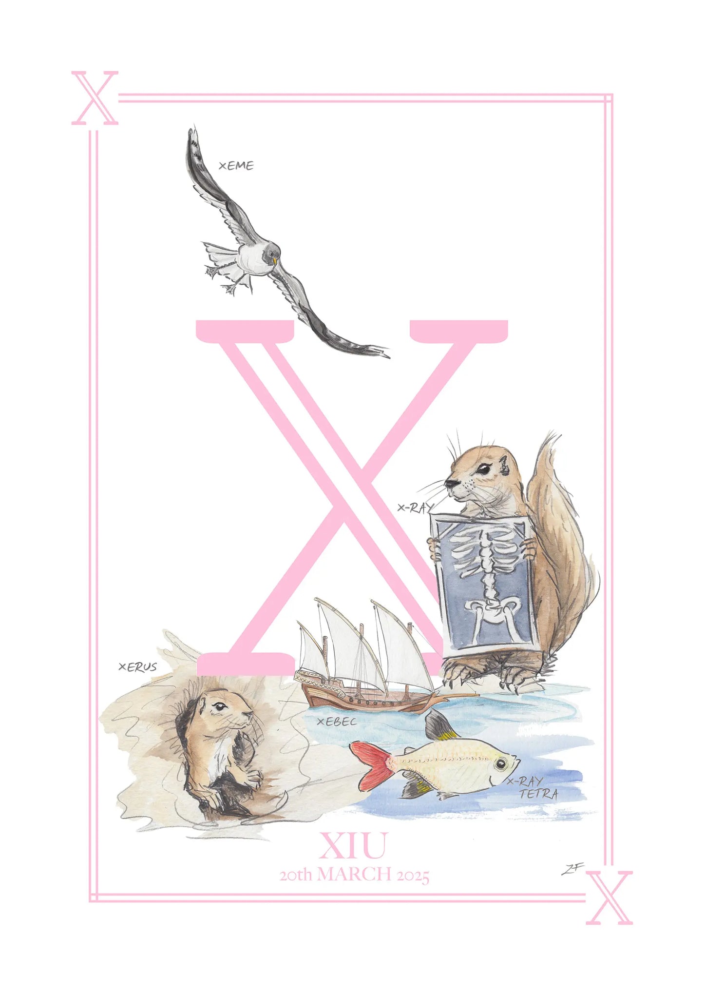 Personalised Children's Letter X - Art Print