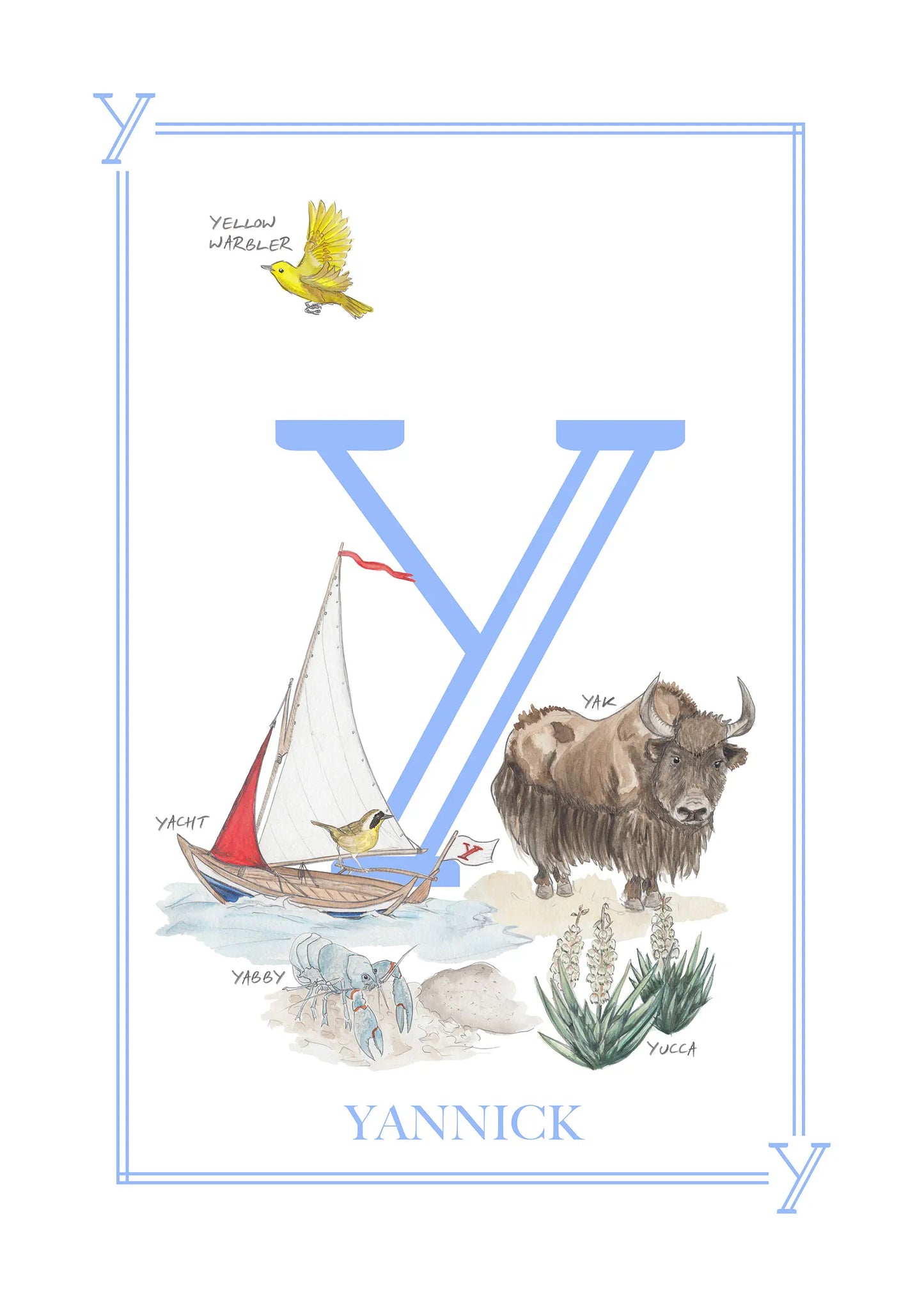Personalised Children's Letter Y - Art Print