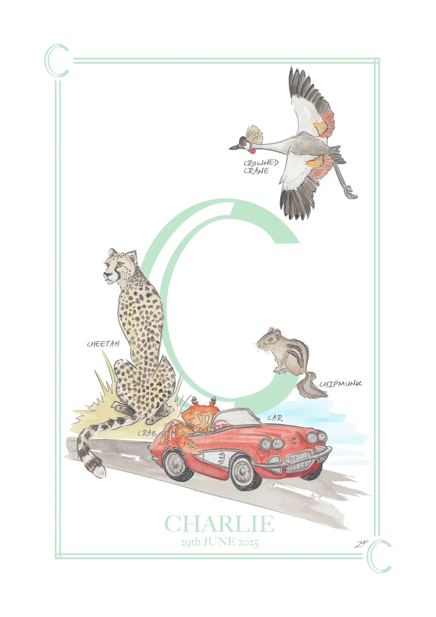 Personalised Children's Alphabet Print - Letter C