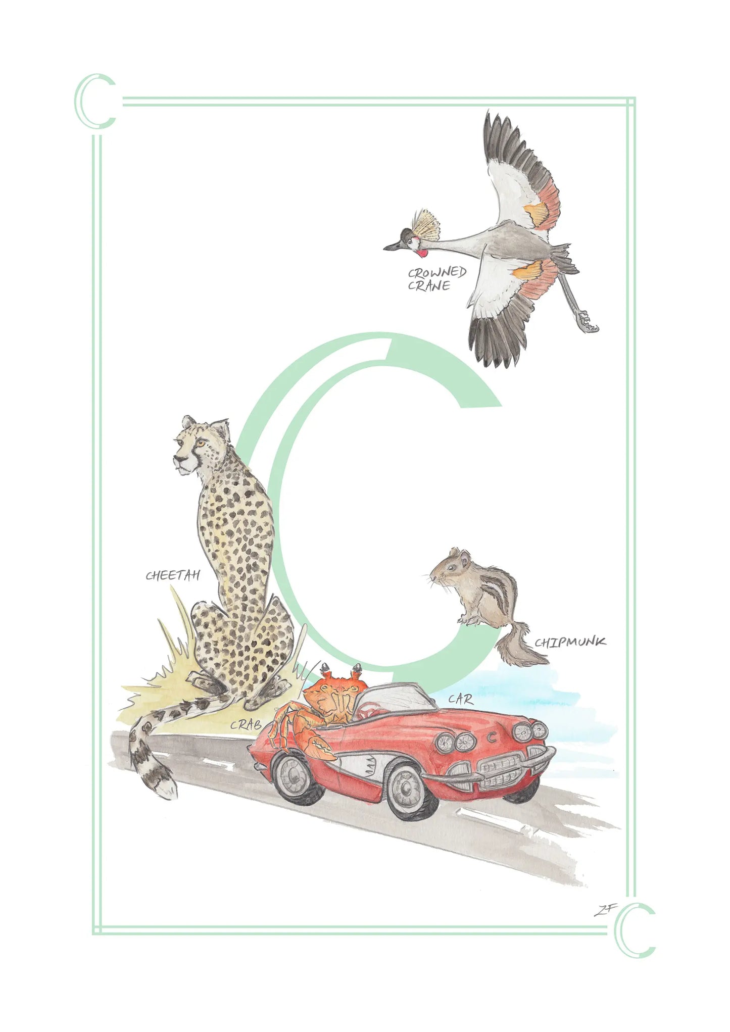Personalised Children's Alphabet Print - Letter C