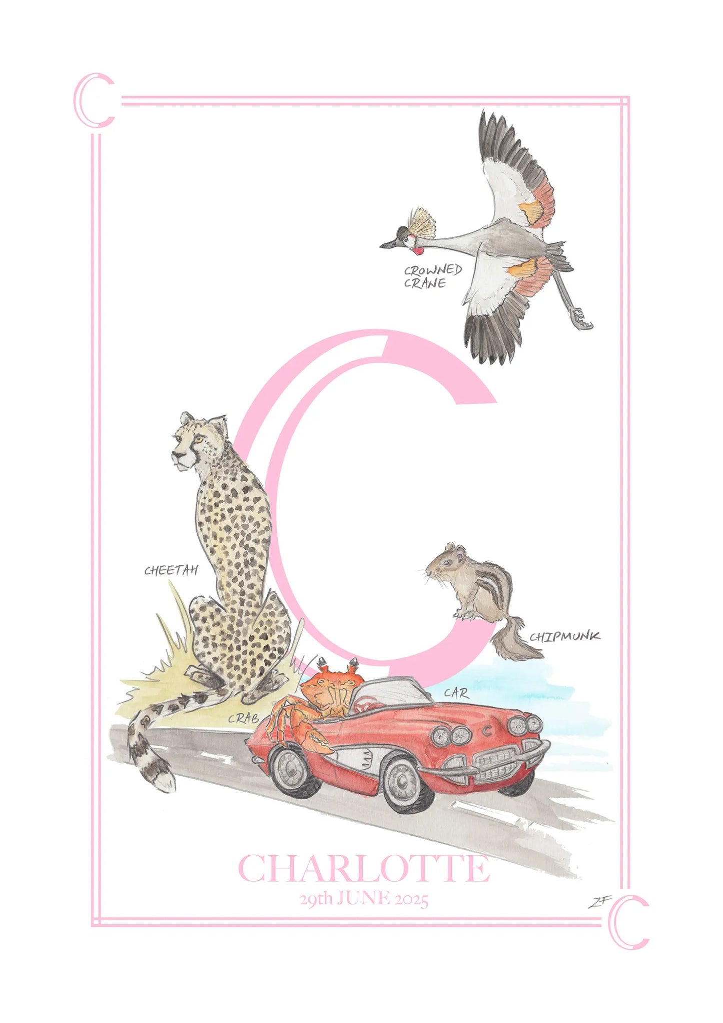 Personalised Children's Alphabet Print - Letter C