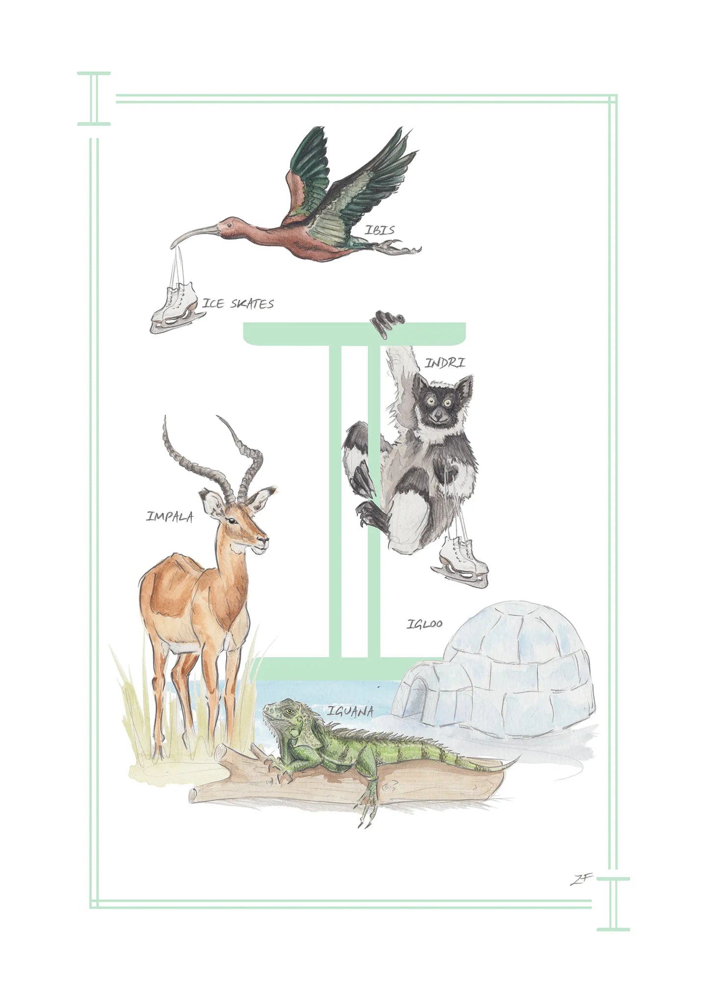 Personalised Children's Letter Print - I