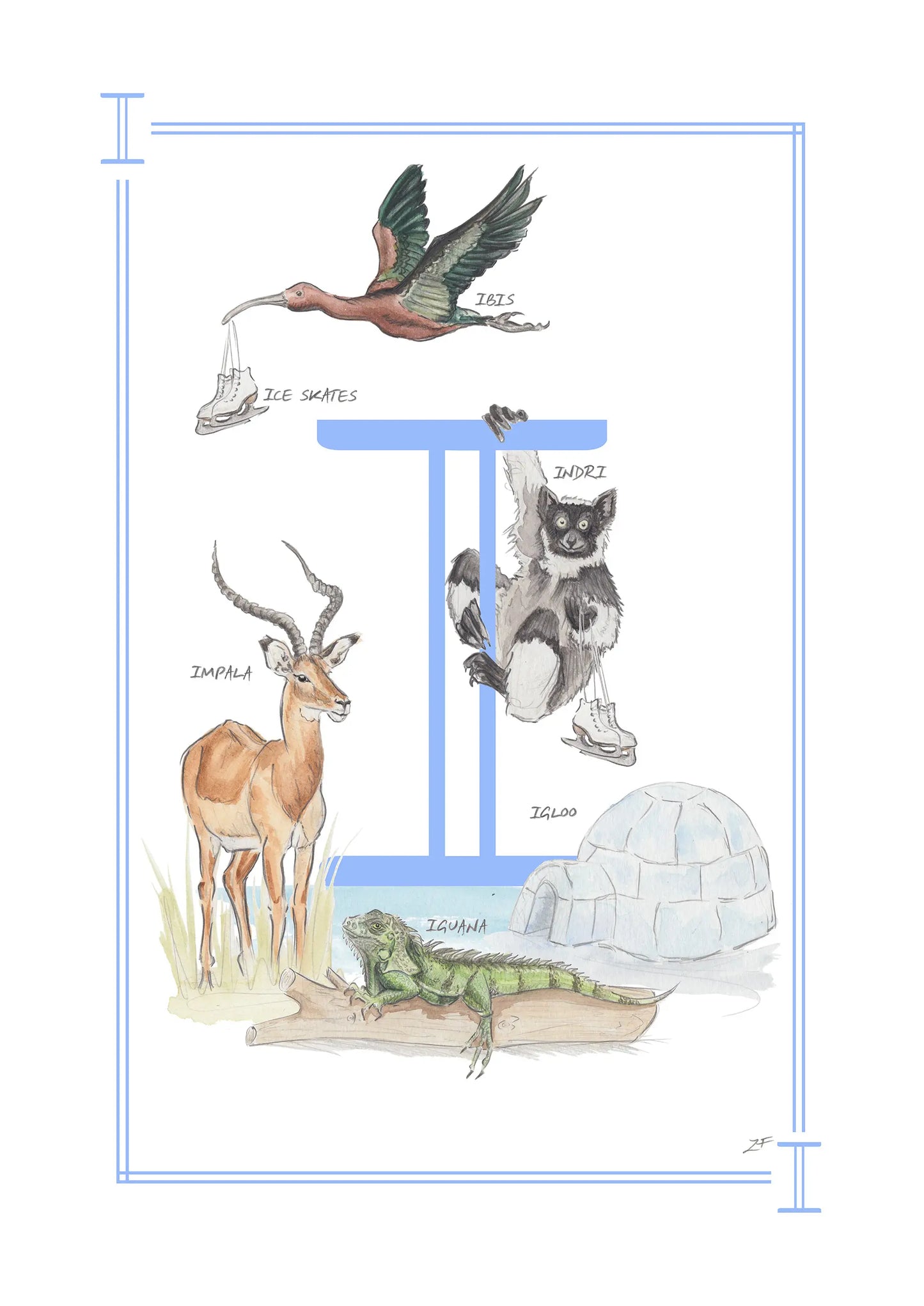 Personalised Children's Letter Print - I