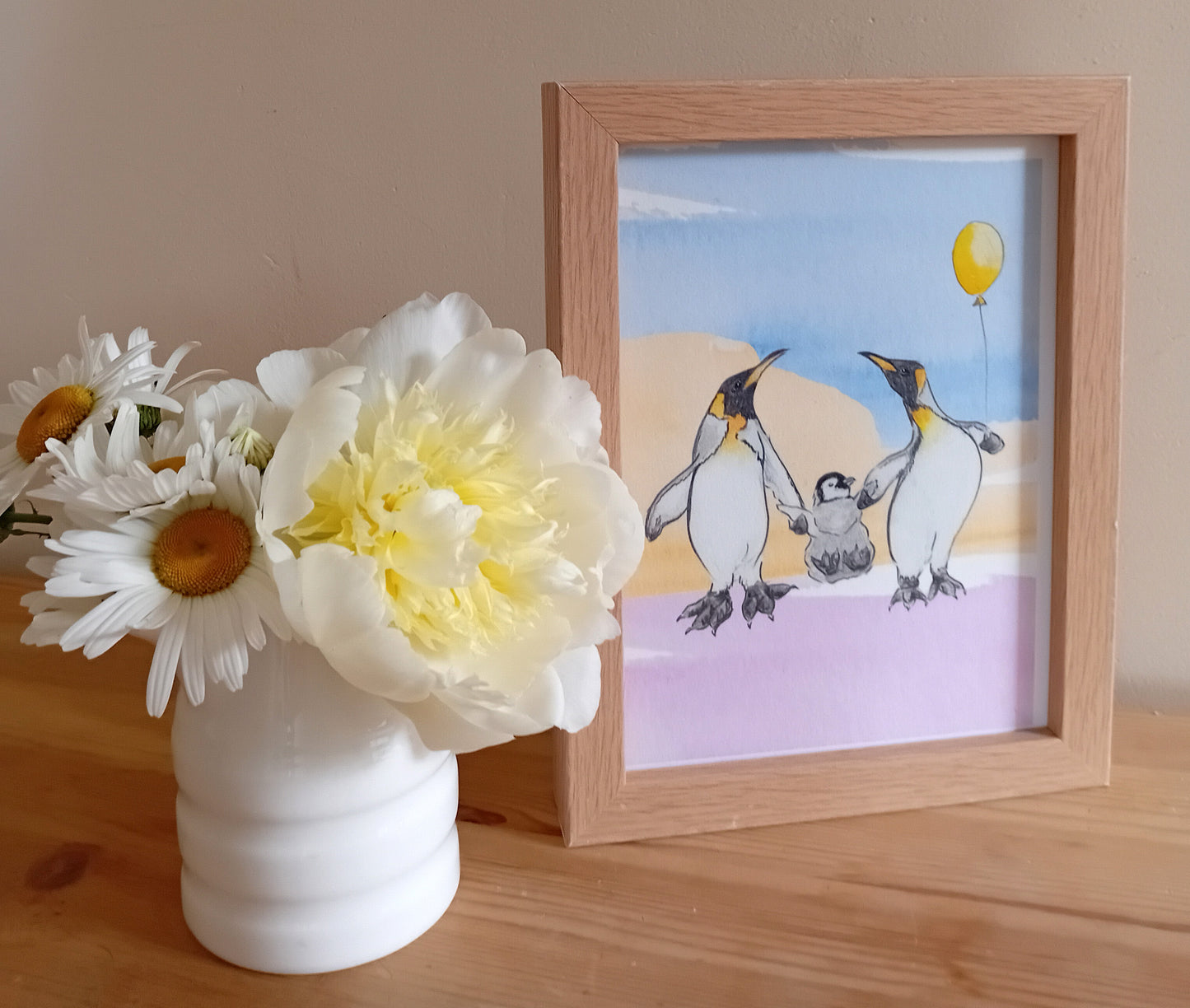 I Got You Babe - Penguin Art Print made in UK. Perfect for nursery or children's gift.