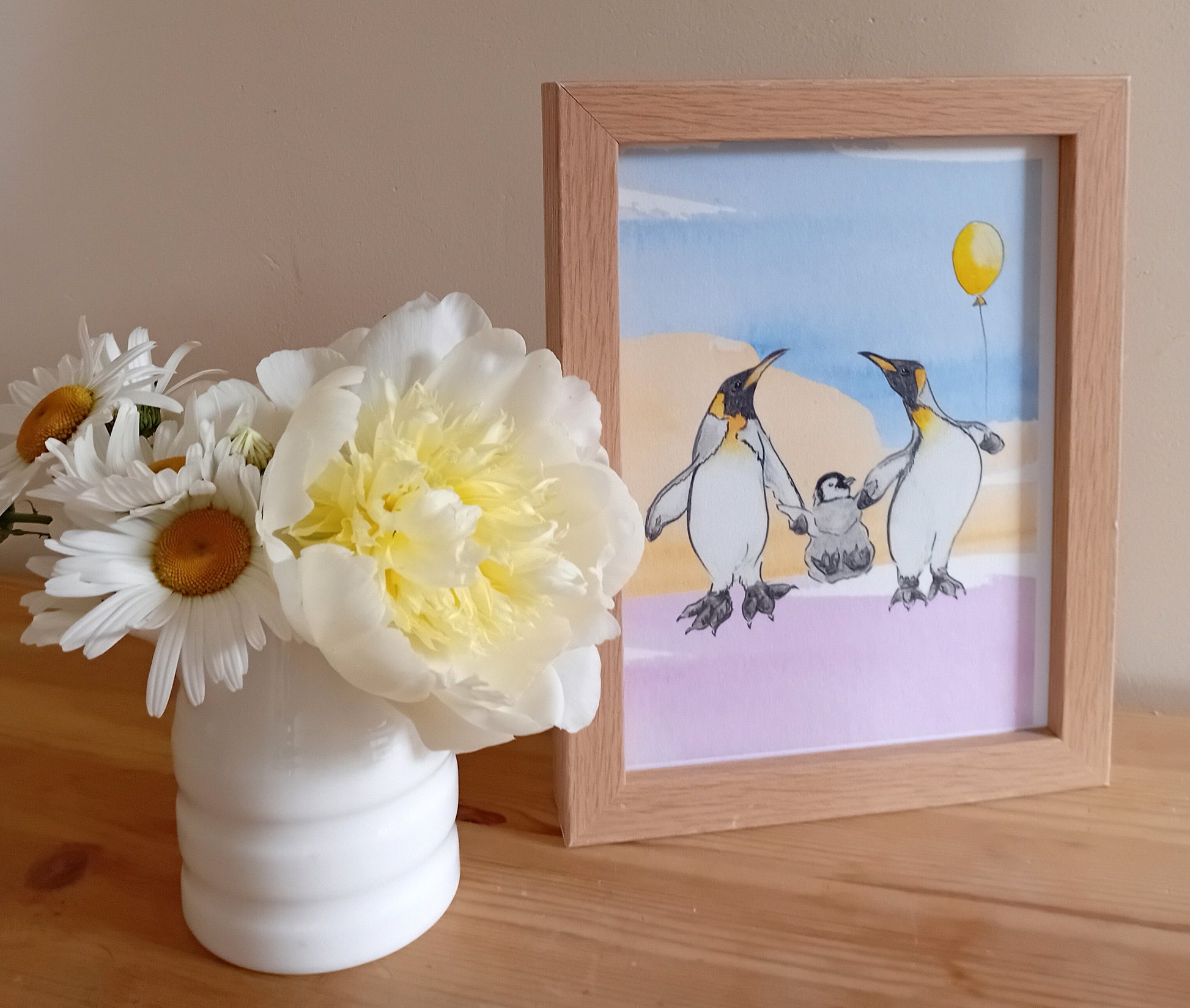 I Got You Babe - Penguin Art Print made in UK. Perfect for nursery or children's gift.