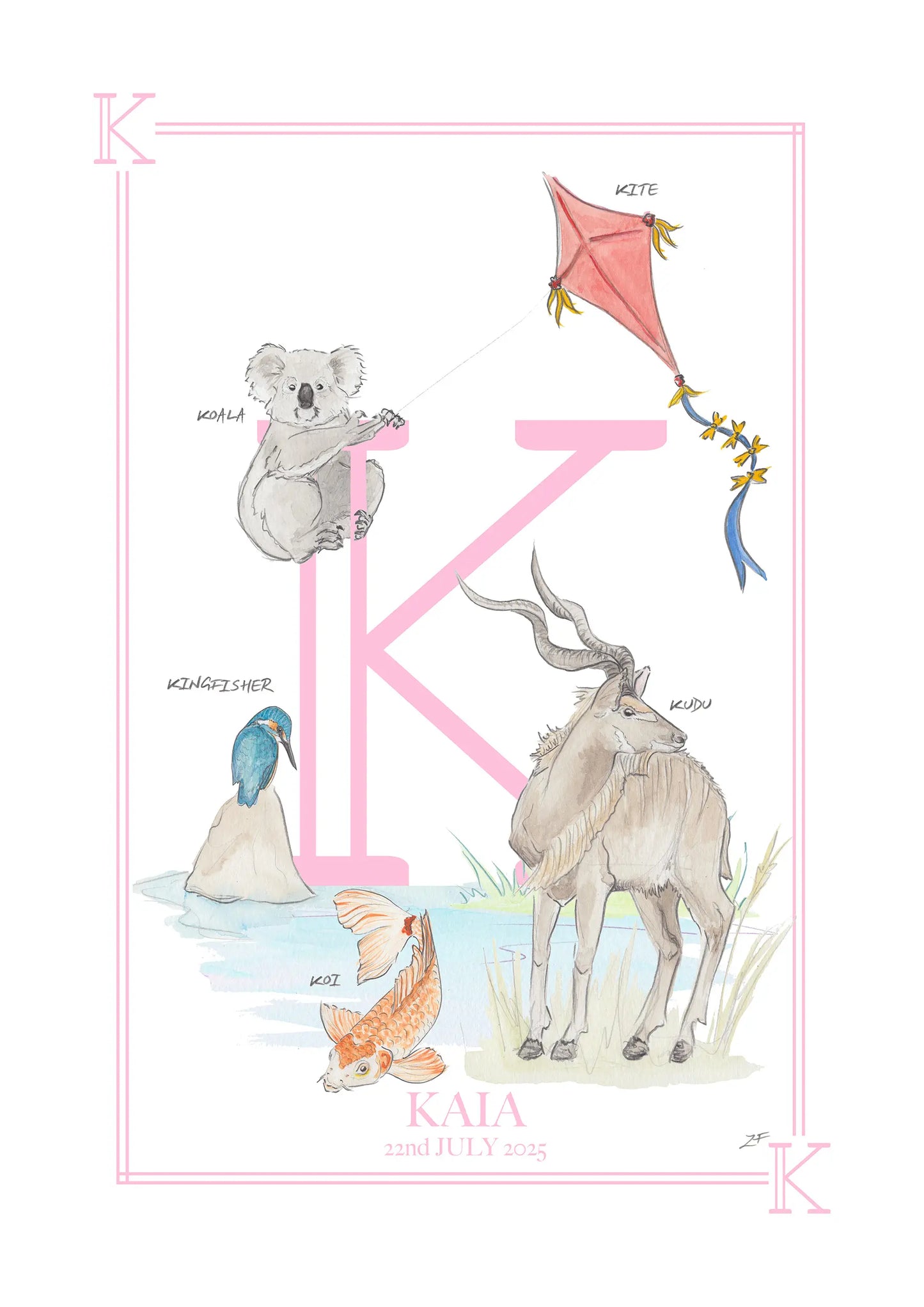 Personalised Children's Letter K - Art Print