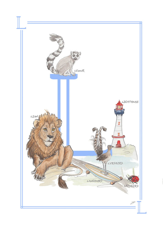 Personalised Children's Alphabet Print - Letter L