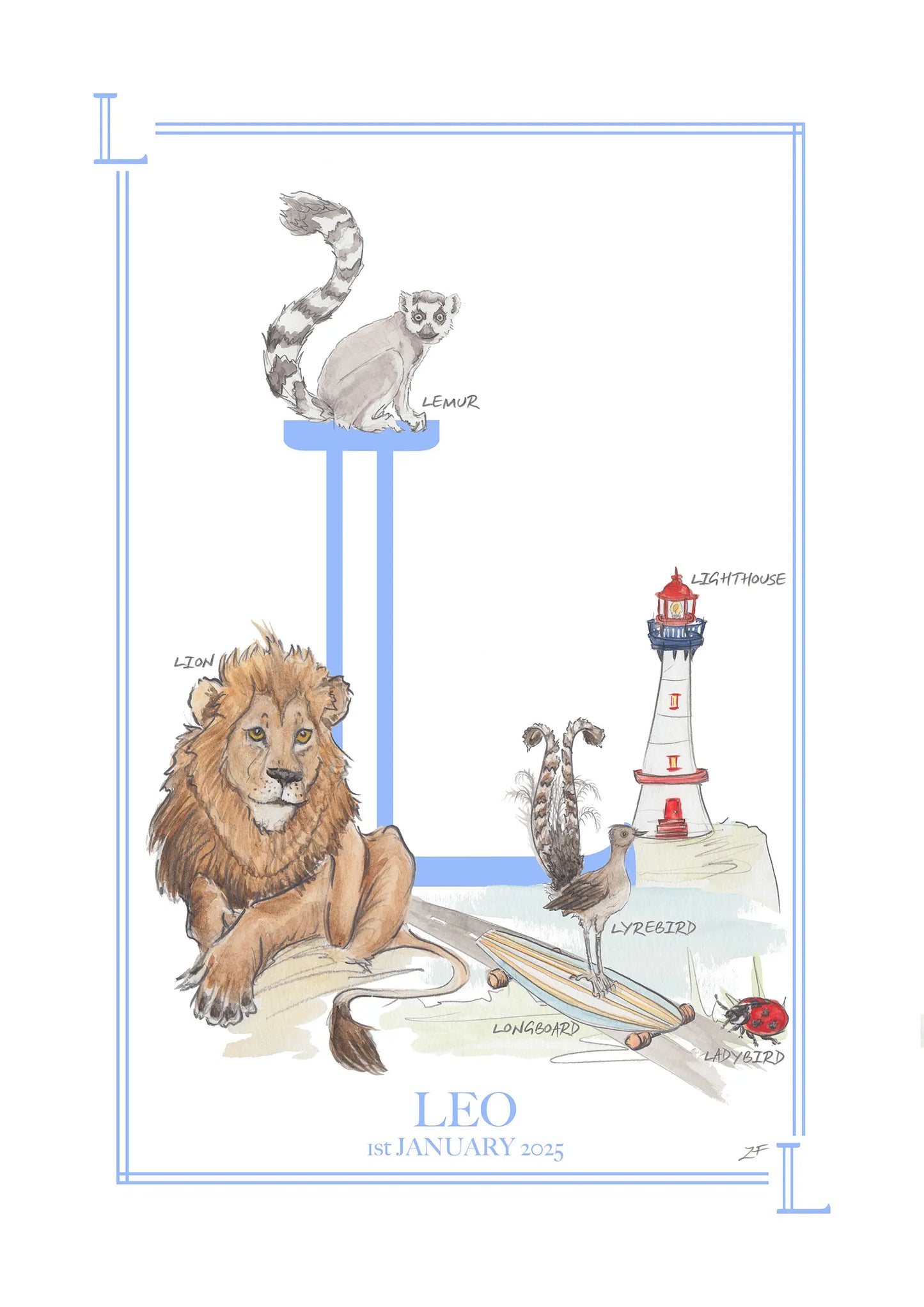 Personalised Children's Alphabet Print - Letter L