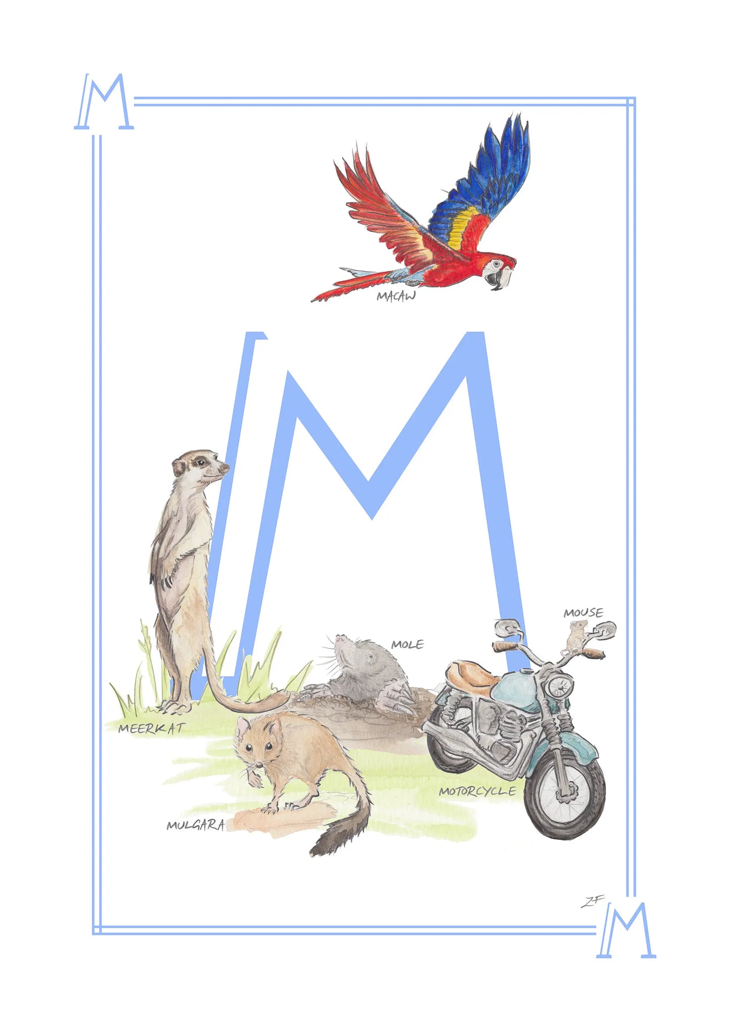 Personalised Children's Alphabet Print - Letter M
