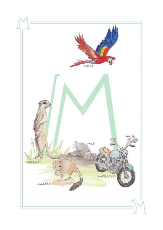 Personalised Children's Alphabet Print - Letter M