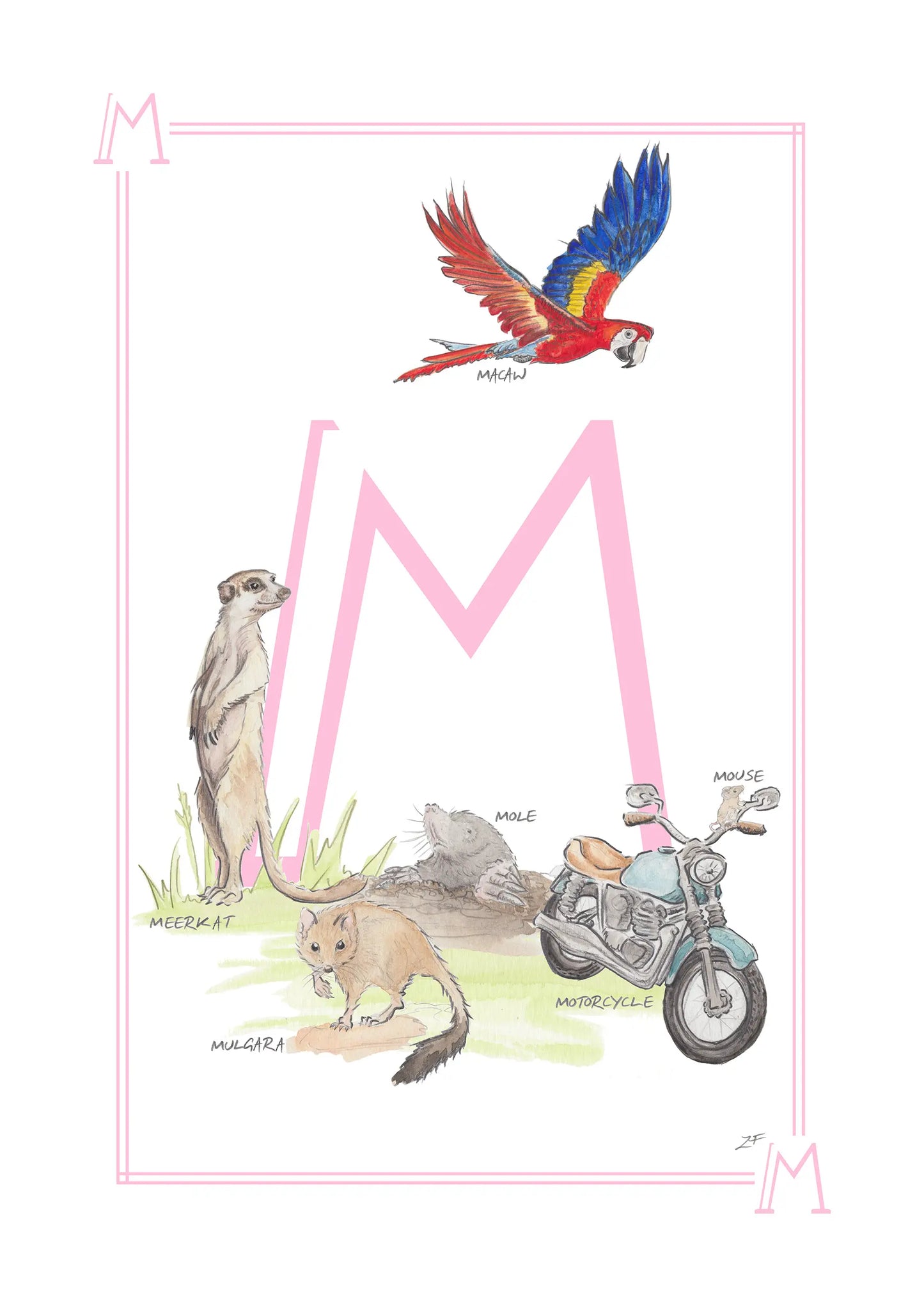Personalised Children's Alphabet Print - Letter M