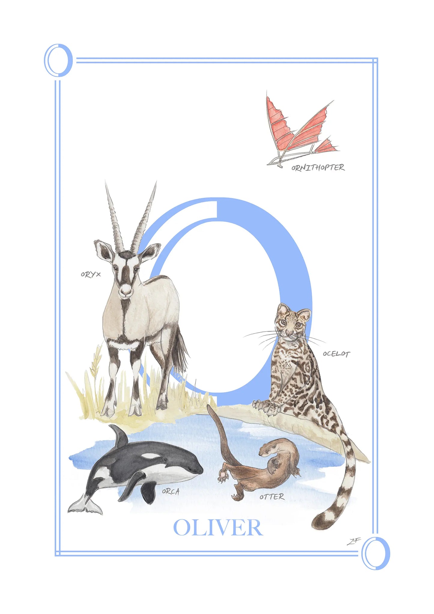 Personalised Children's Letter O - Art Print