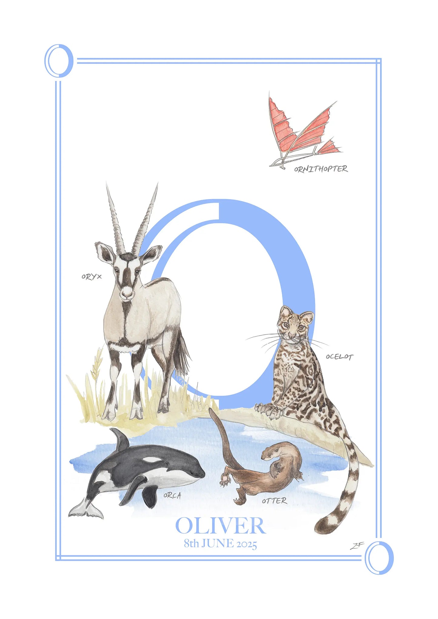 Personalised Children's Letter O - Art Print