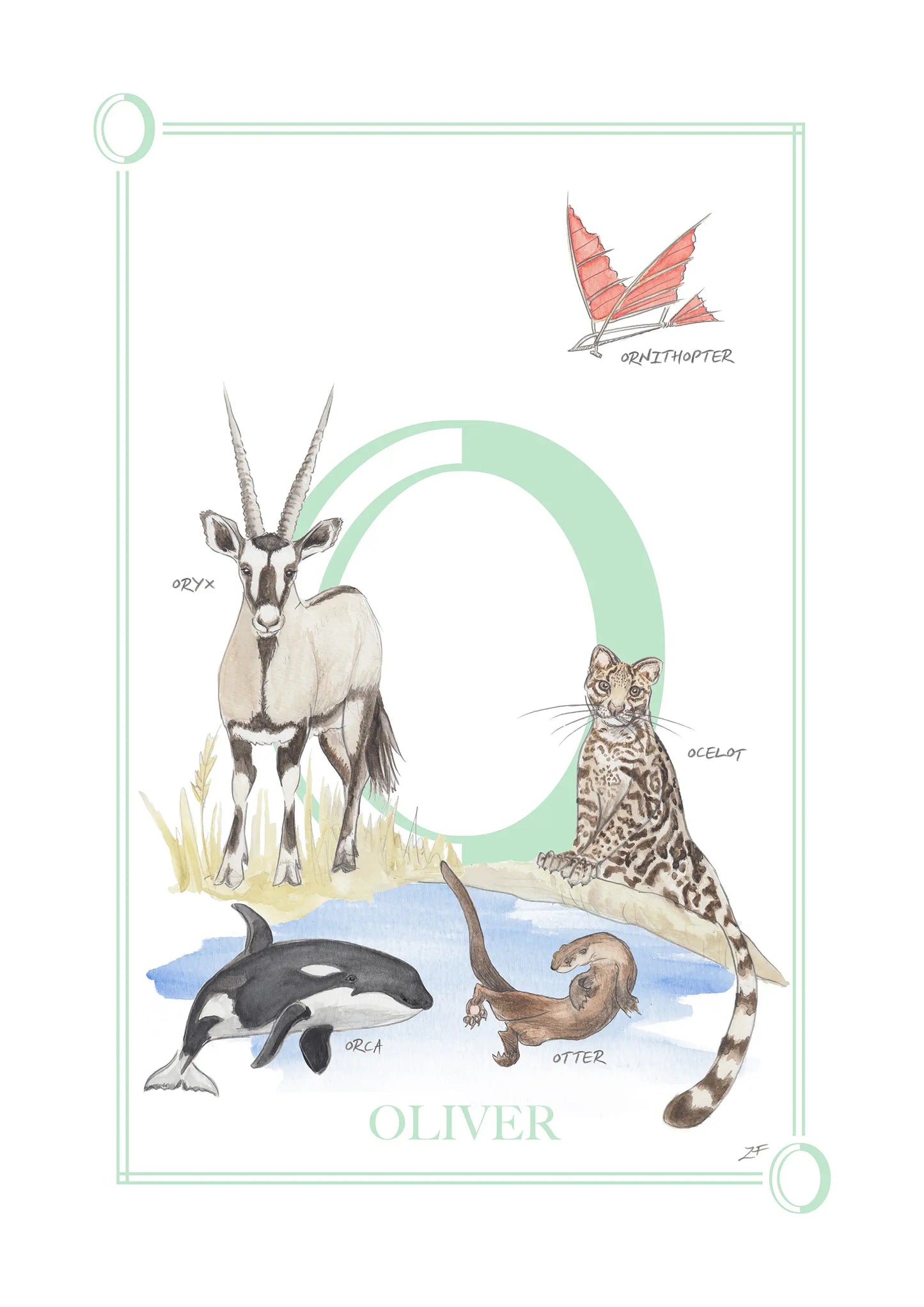 Personalised Children's Letter O - Art Print