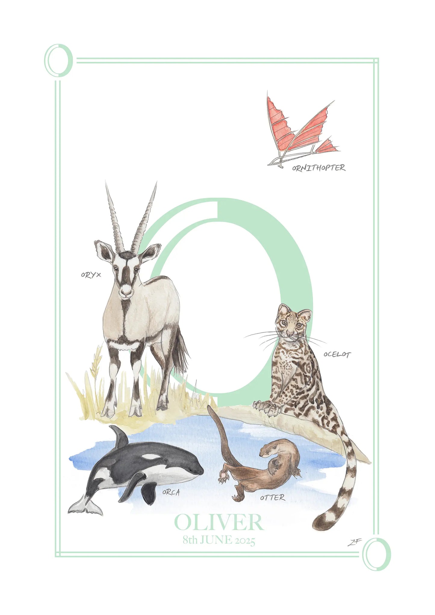 Personalised Children's Letter O - Art Print