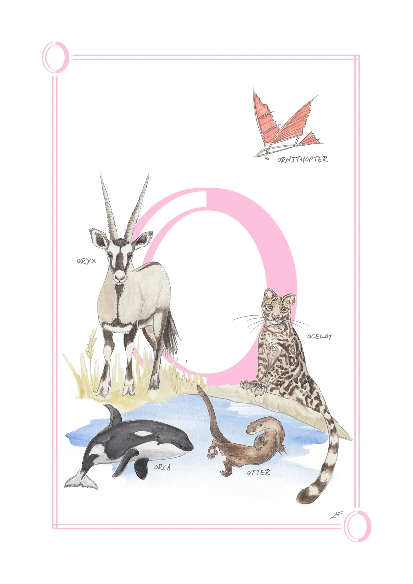 Personalised Children's Letter O - Art Print