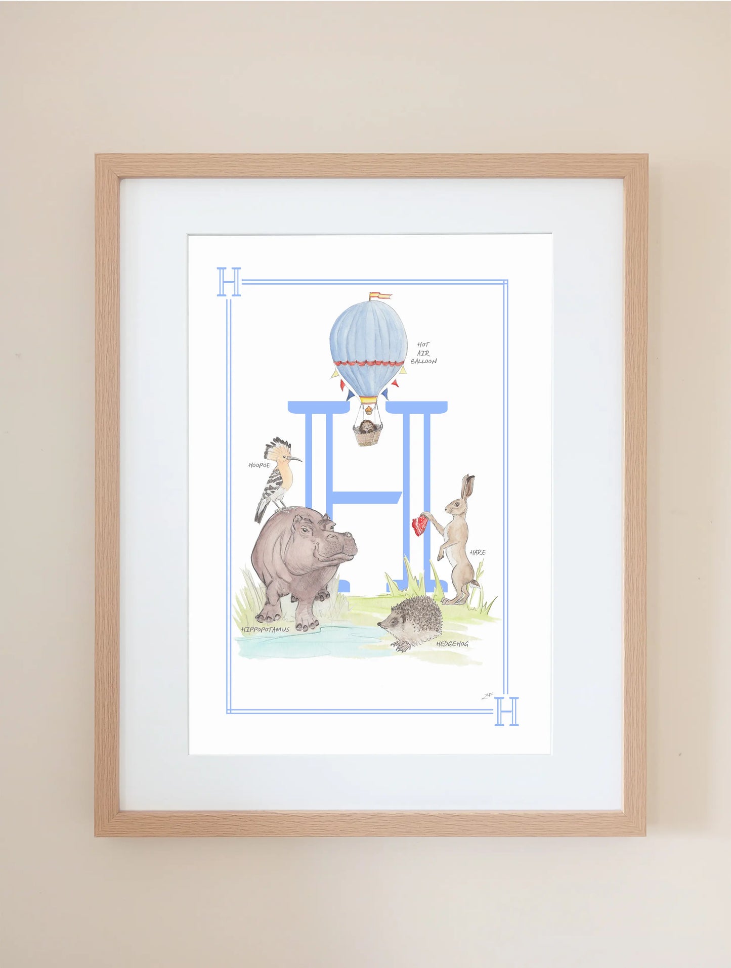 Personalised Children's Letter H - Art Print