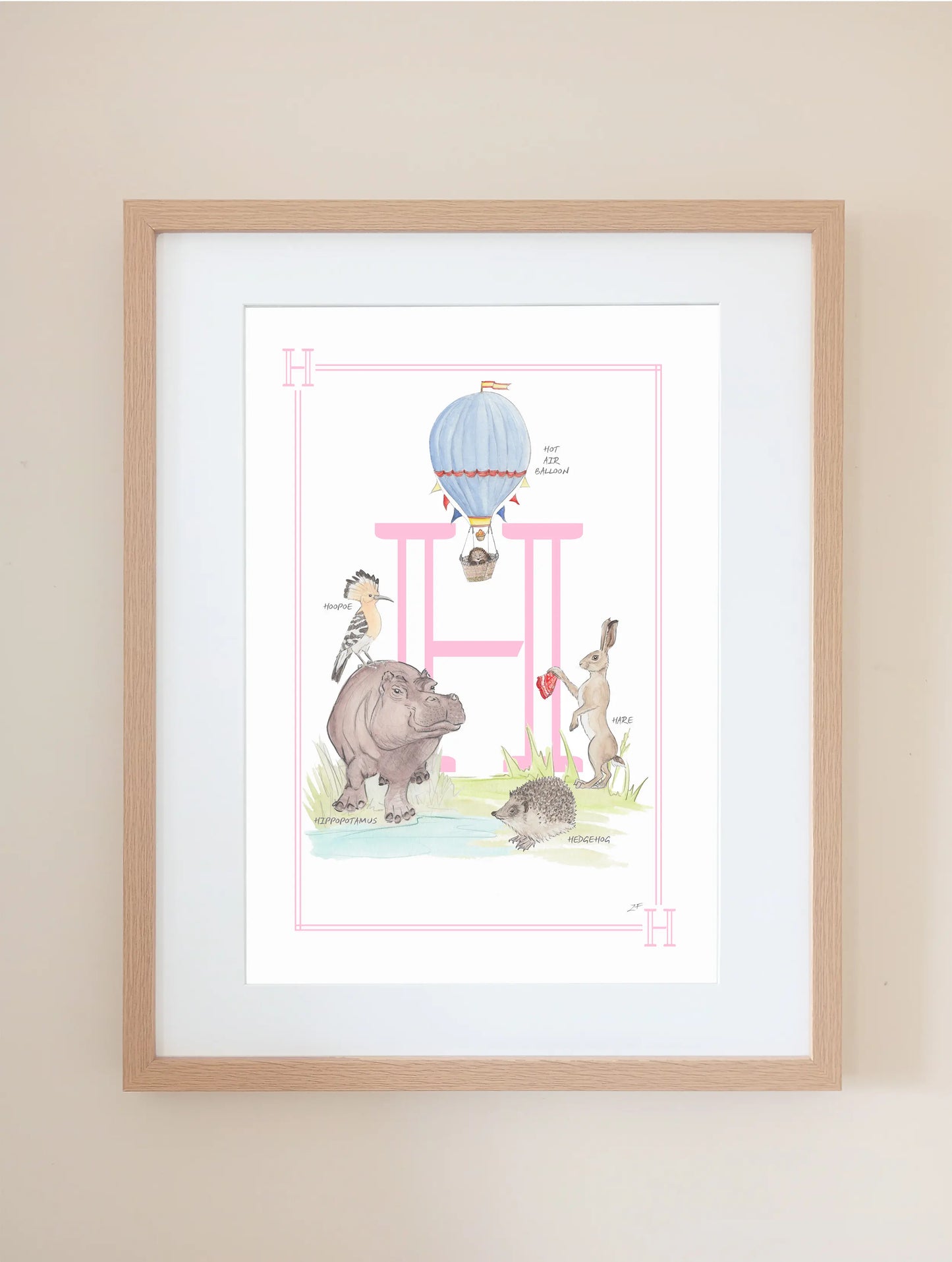 Personalised Children's Letter H - Art Print