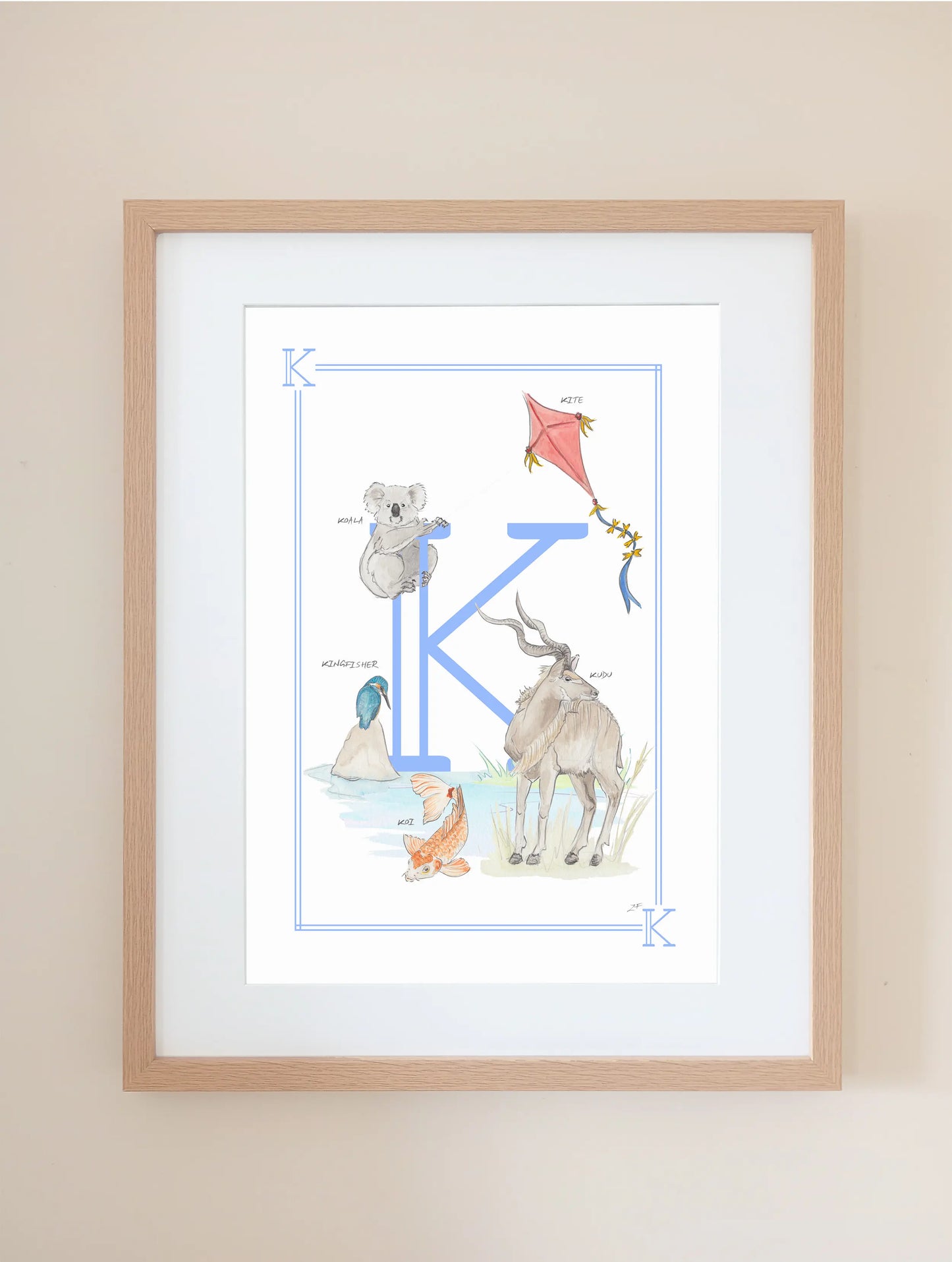 Personalised Children's Letter K - Art Print