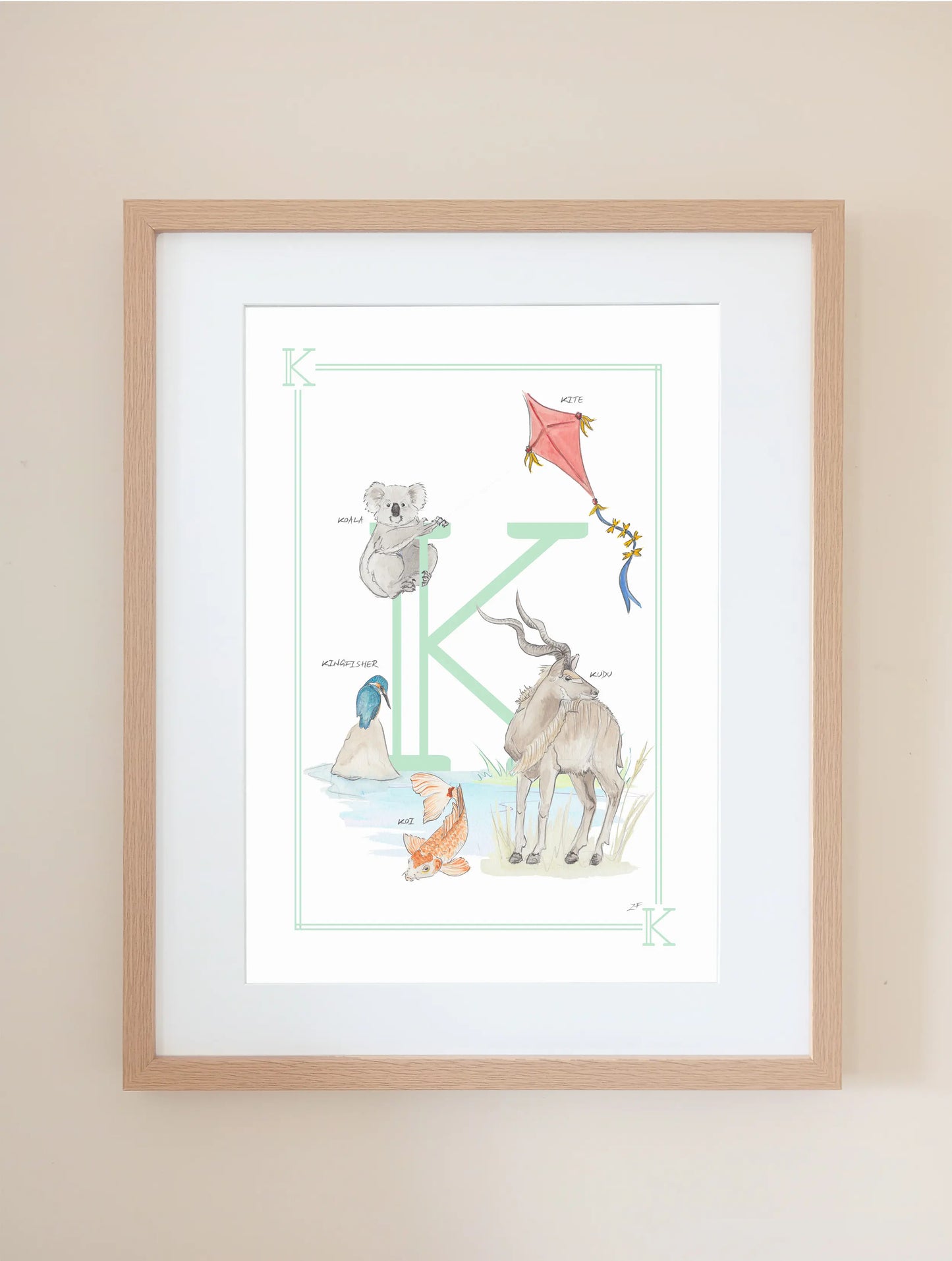 Personalised Children's Letter K - Art Print