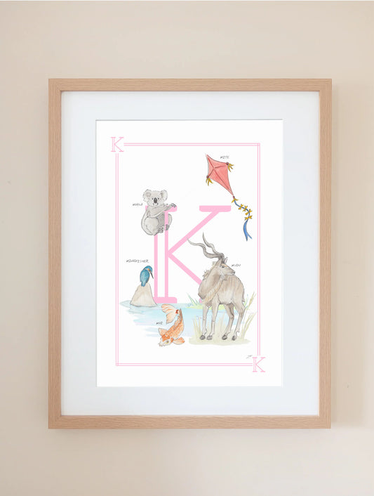 Personalised Children's Letter K - Art Print