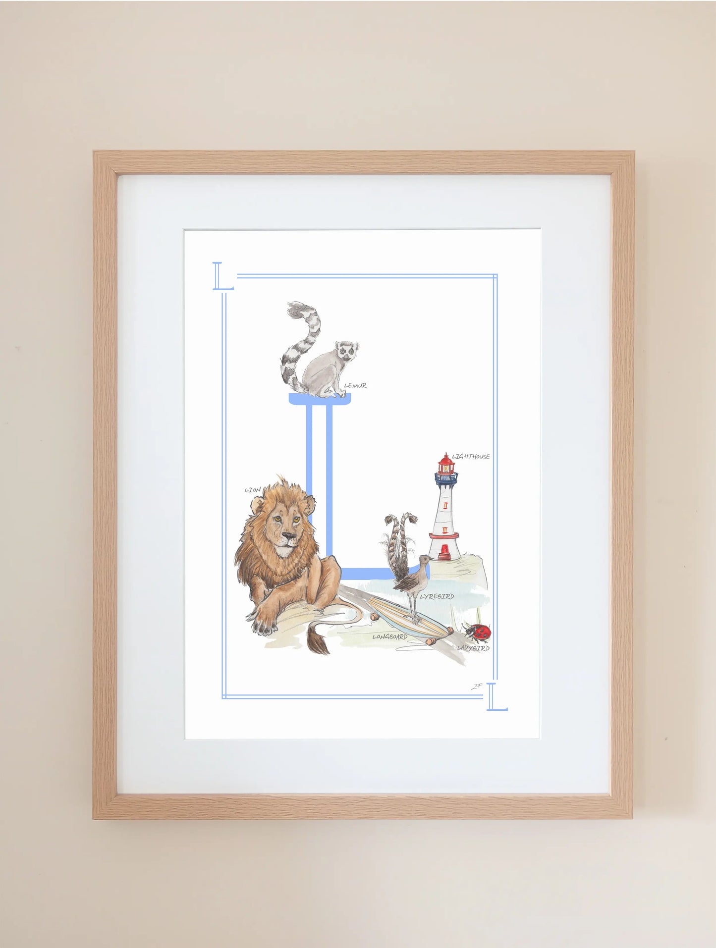 Personalised Children's Letter L - Art Print