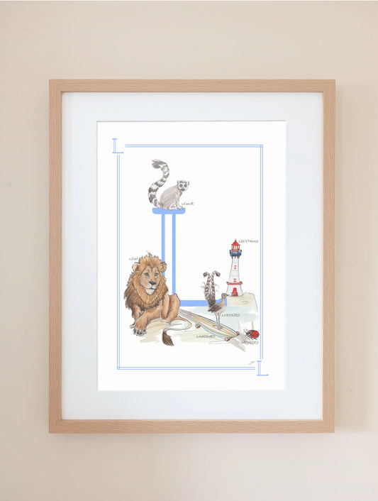 Personalised Children's Letter L - Art Print