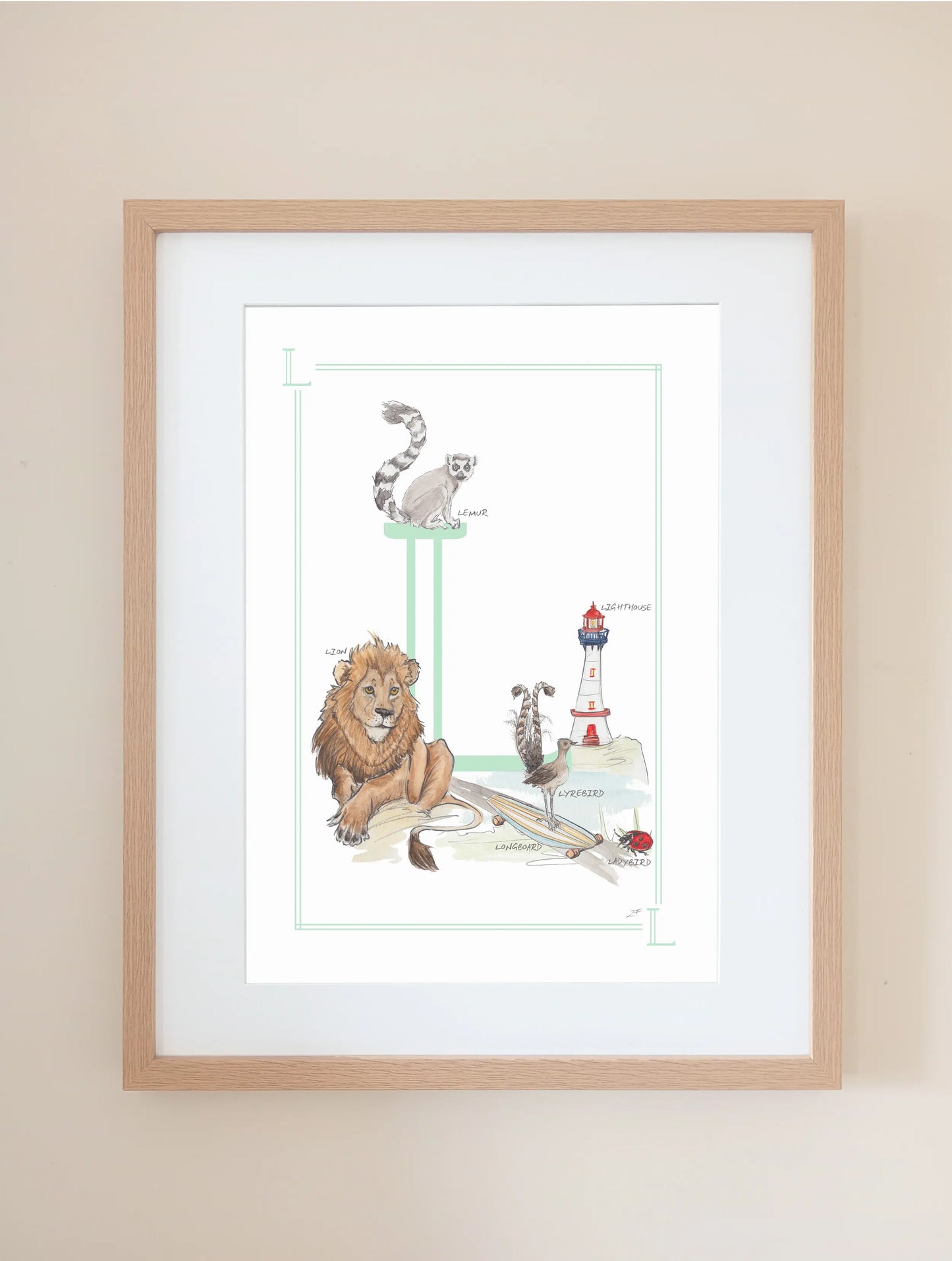 Personalised Children's Letter L - Art Print