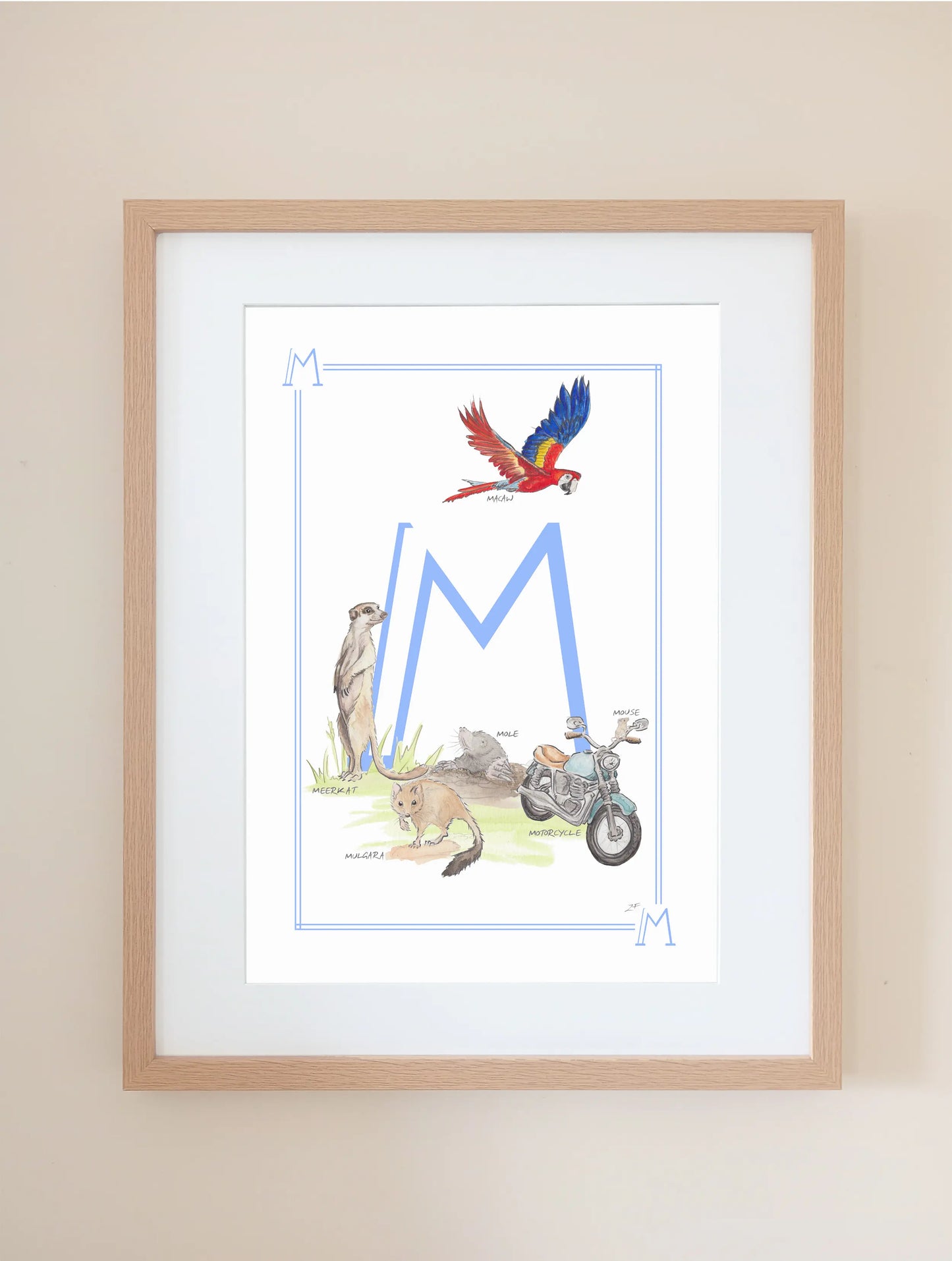 Personalised Children's Letter M - Art Print