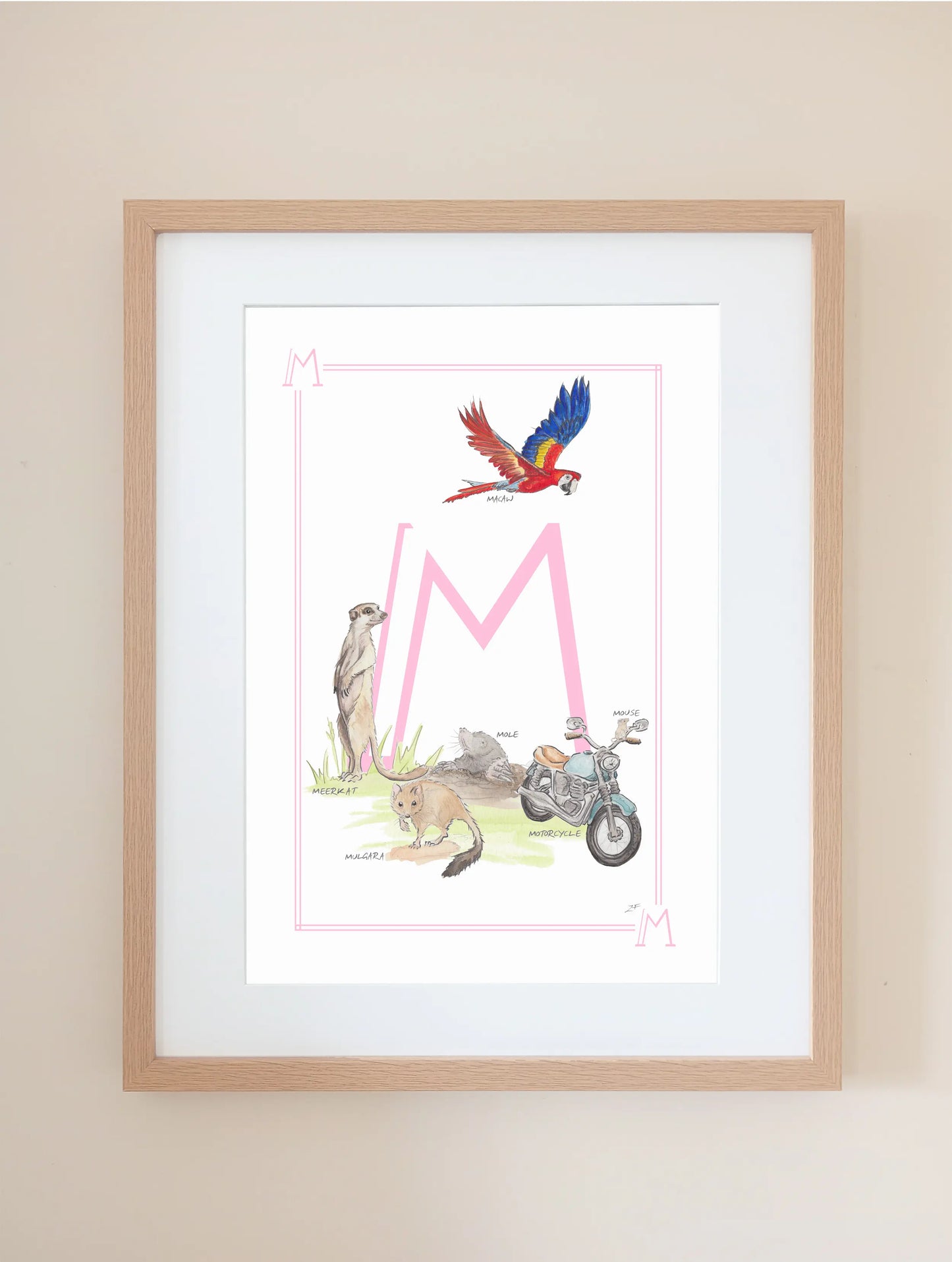 Personalised Children's Letter M - Art Print