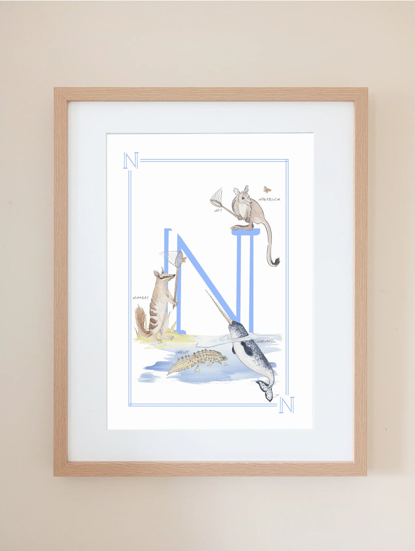 Personalised Children's Letter N - Art Print