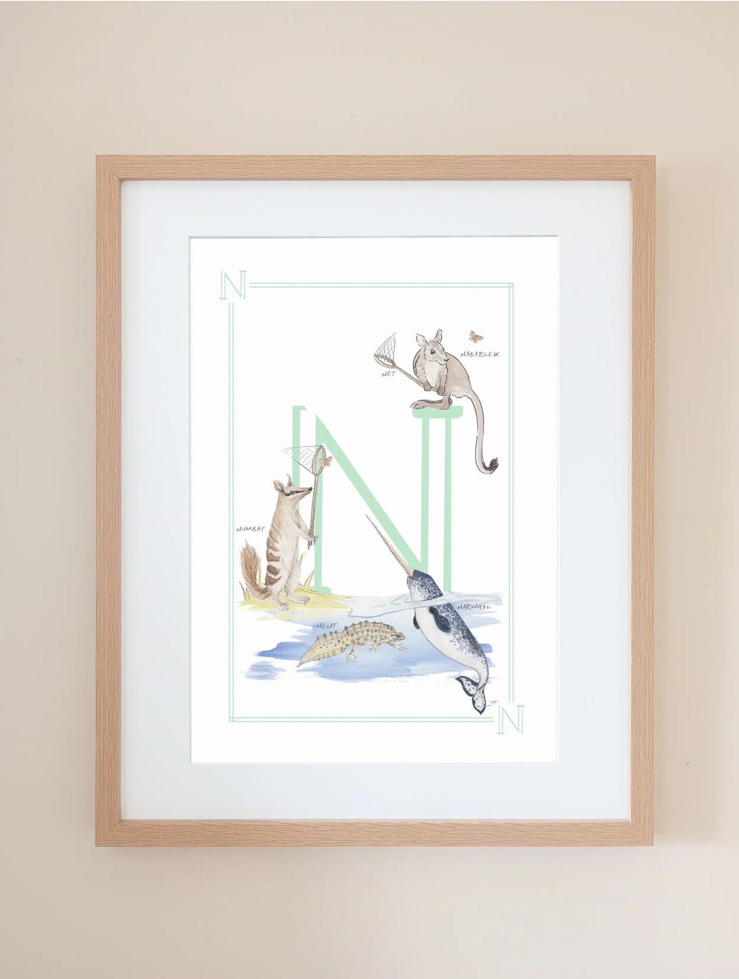 Personalised Children's Letter N - Art Print