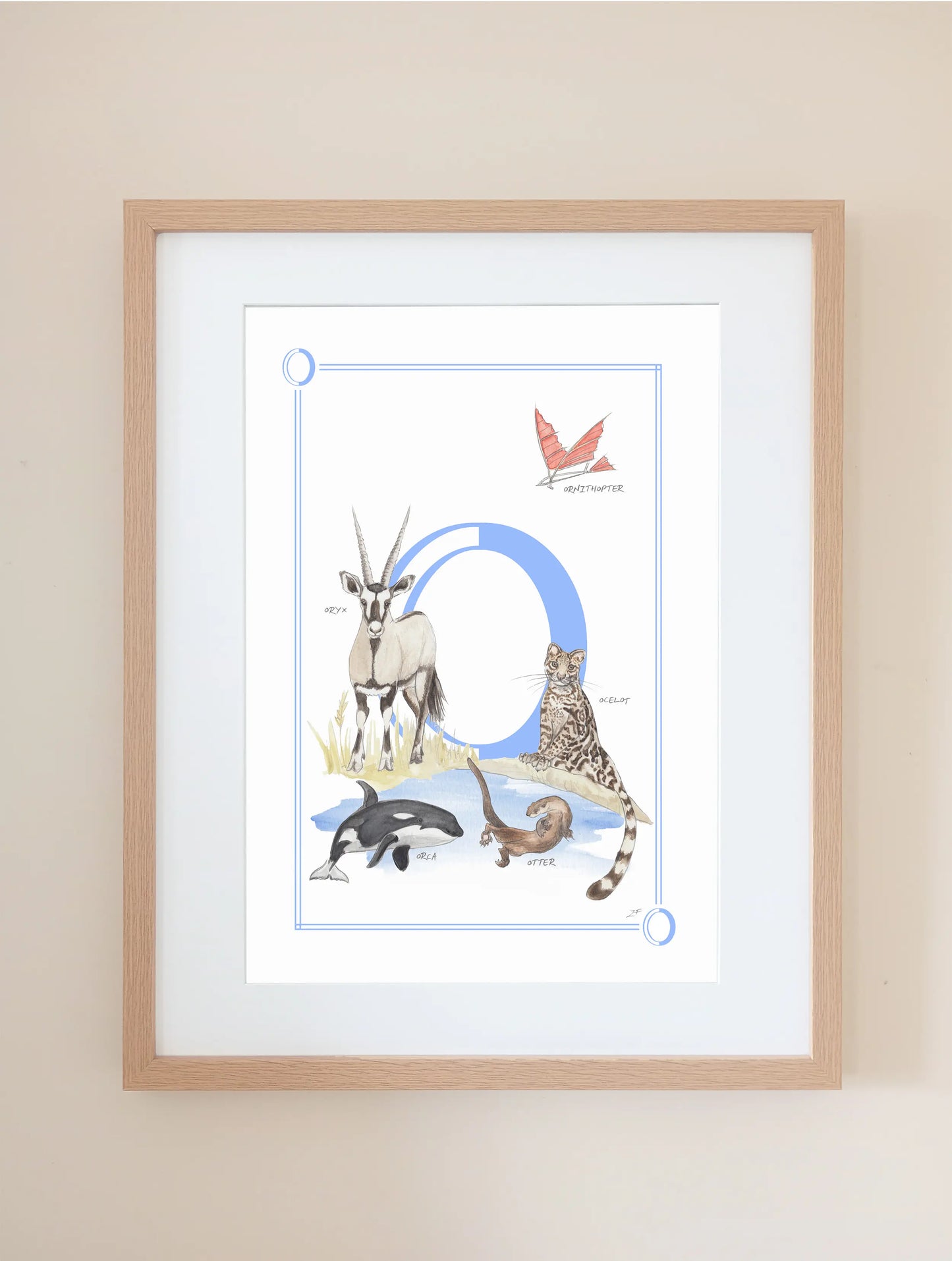 Personalised Children's Letter O - Art Print