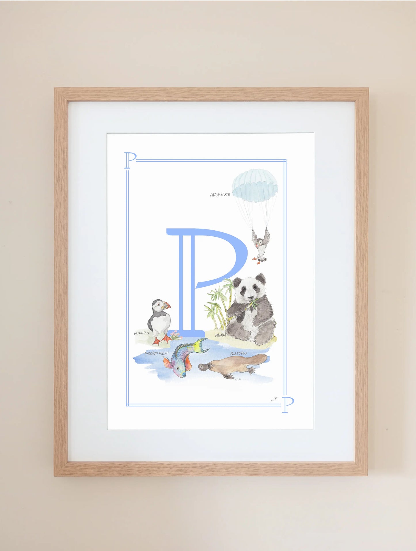 Personalised Children's Letter P - Art Print
