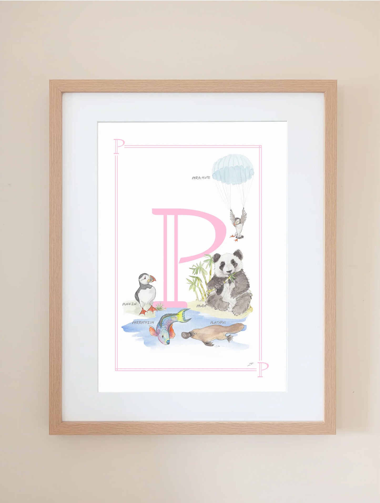 Personalised Children's Letter P - Art Print