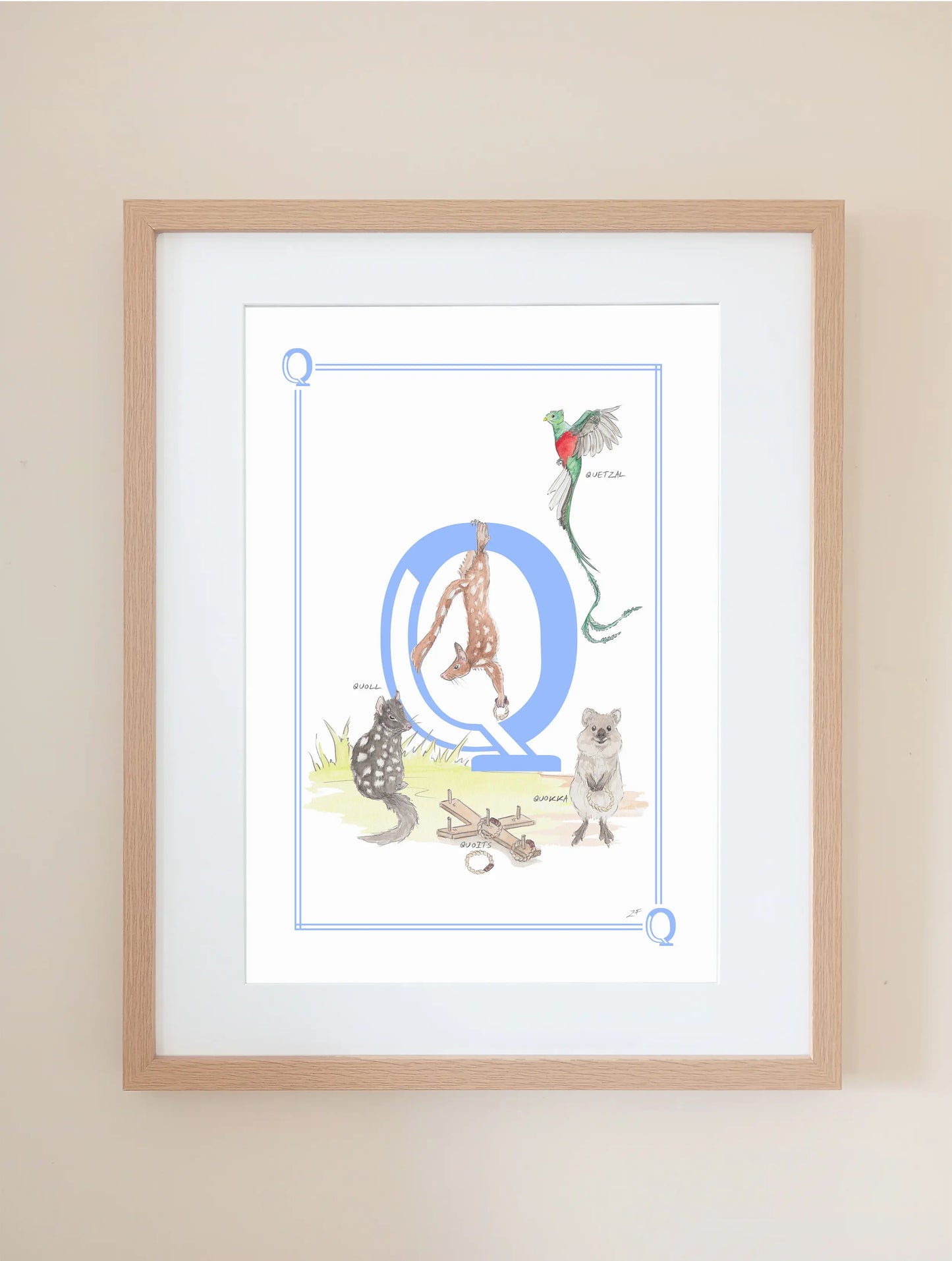 Personalised Children's Letter Q - Art Print