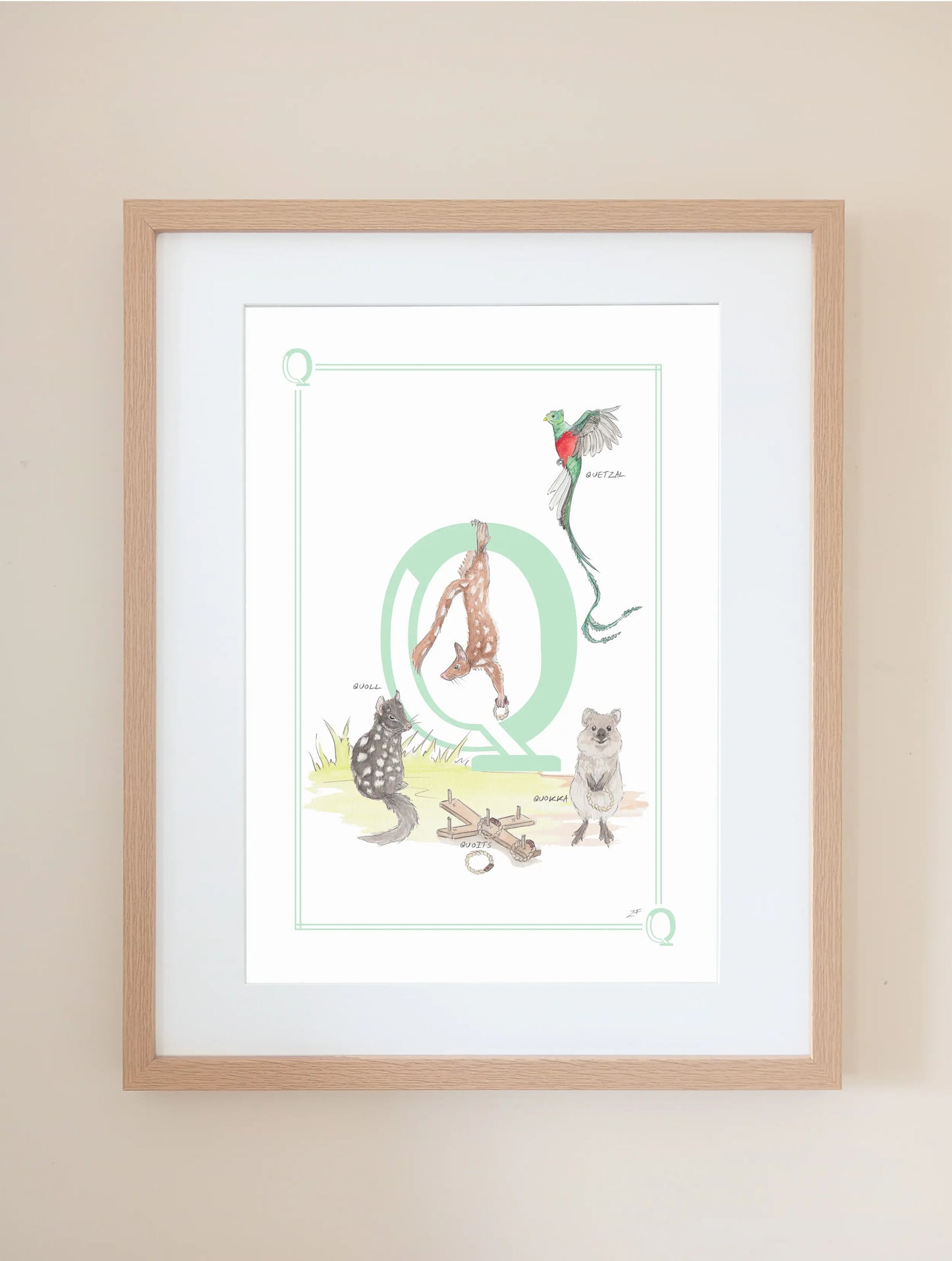 Personalised Children's Letter Q - Art Print