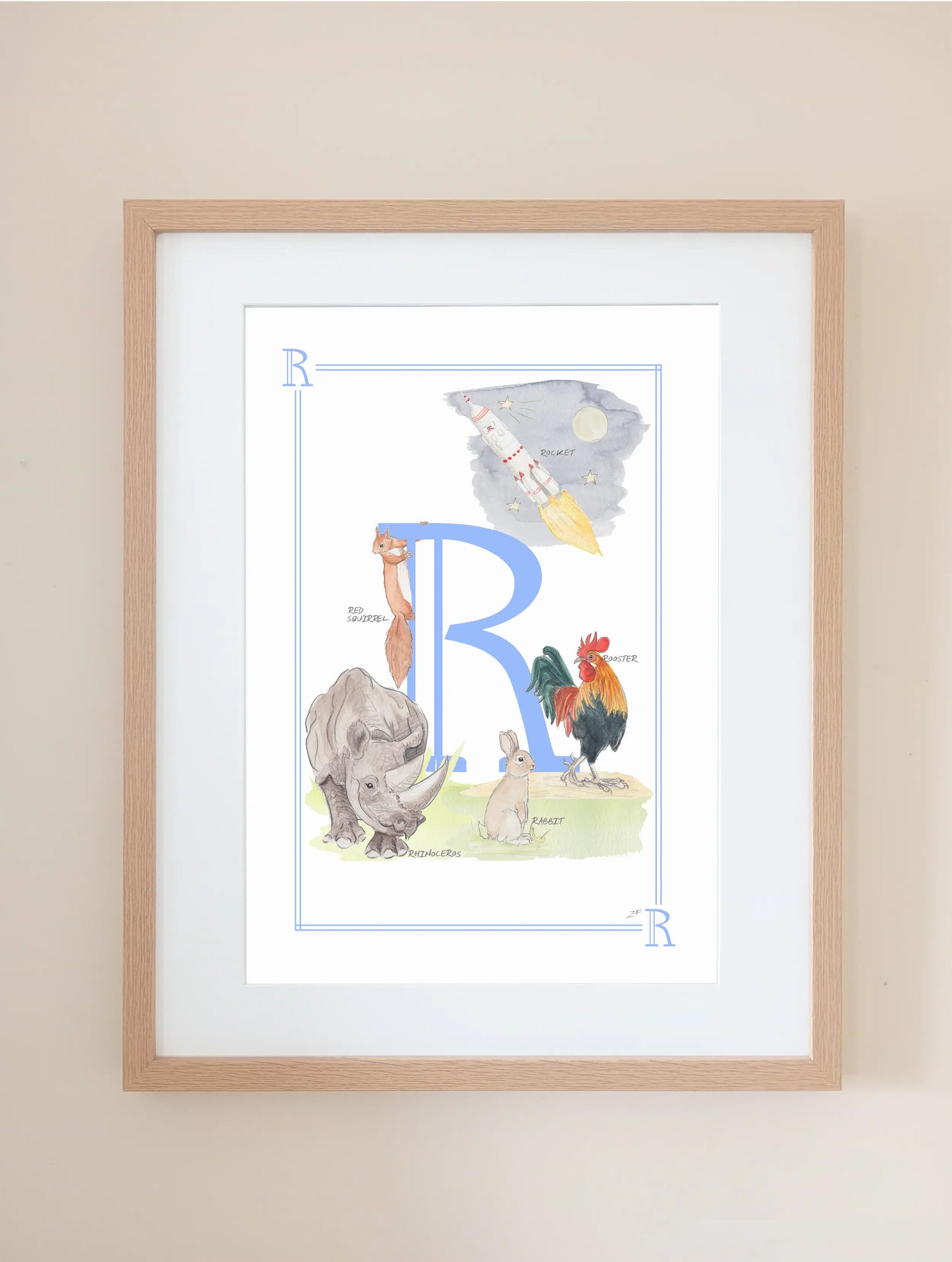 Personalised Children's Letter R - Art Print