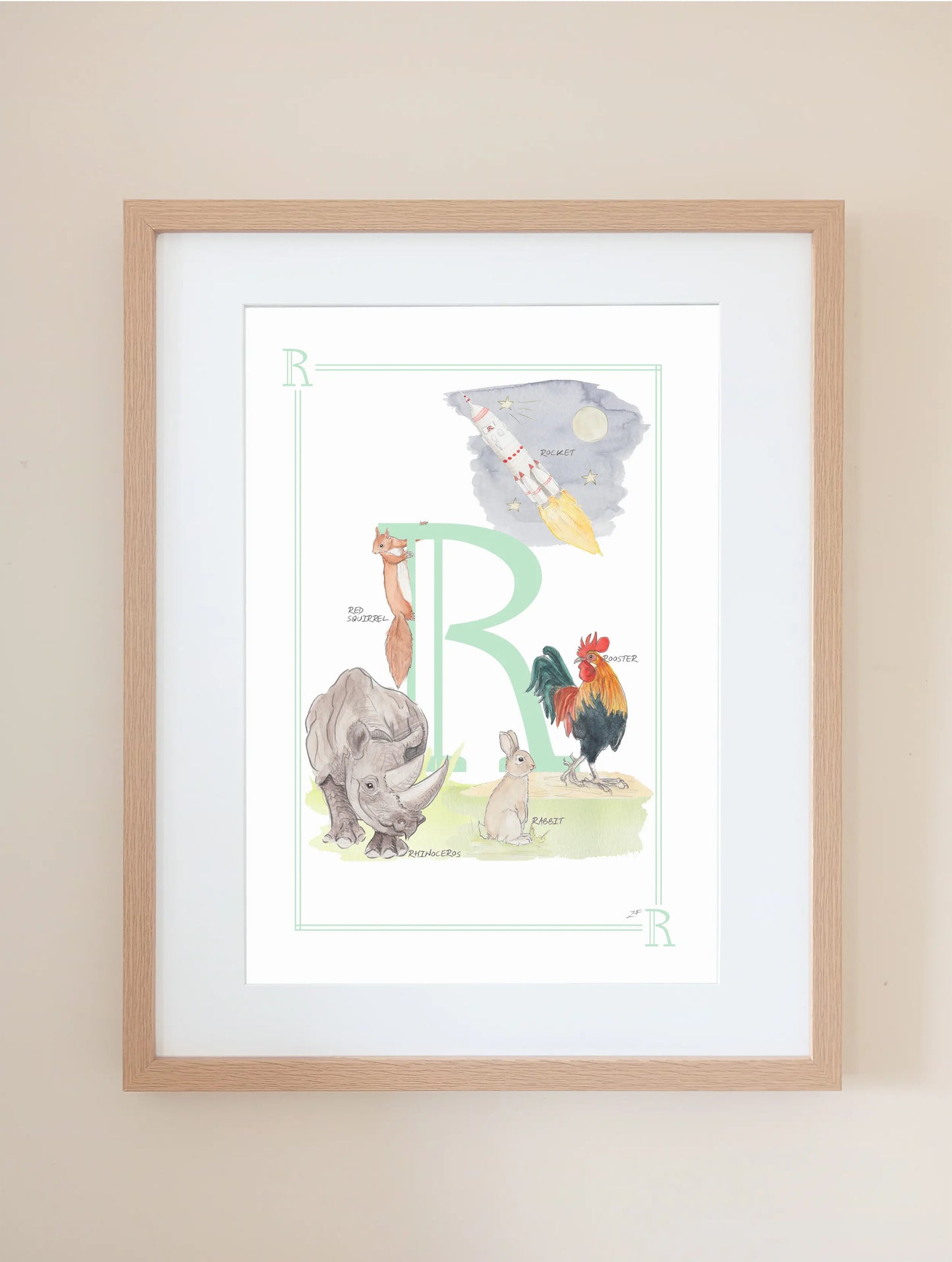 Personalised Children's Letter R - Art Print