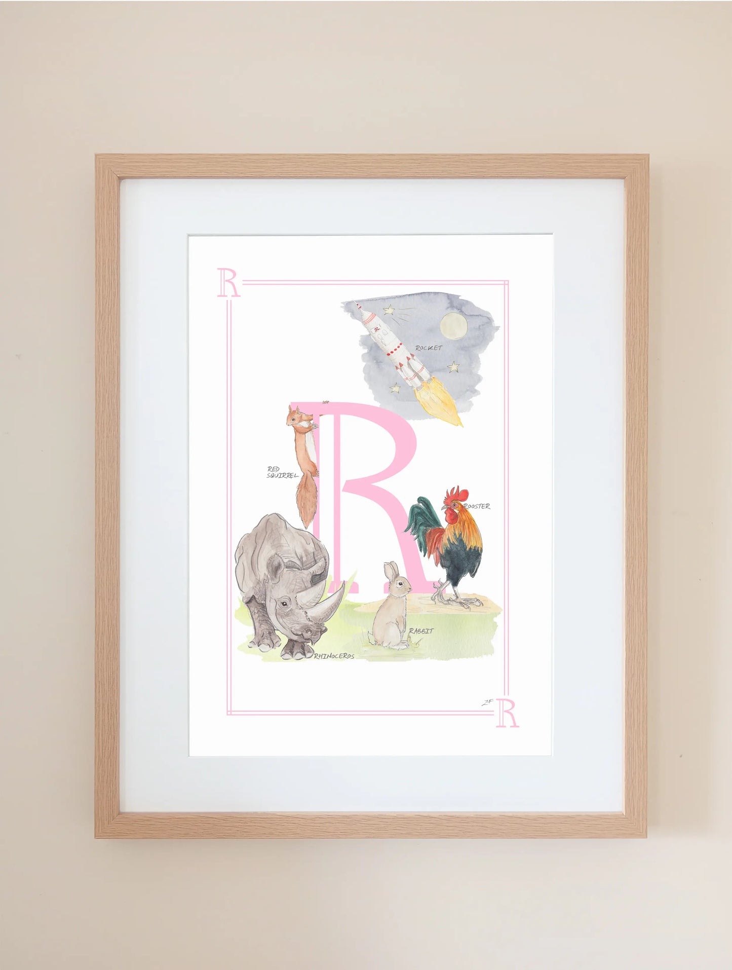 Personalised Children's Letter R - Art Print
