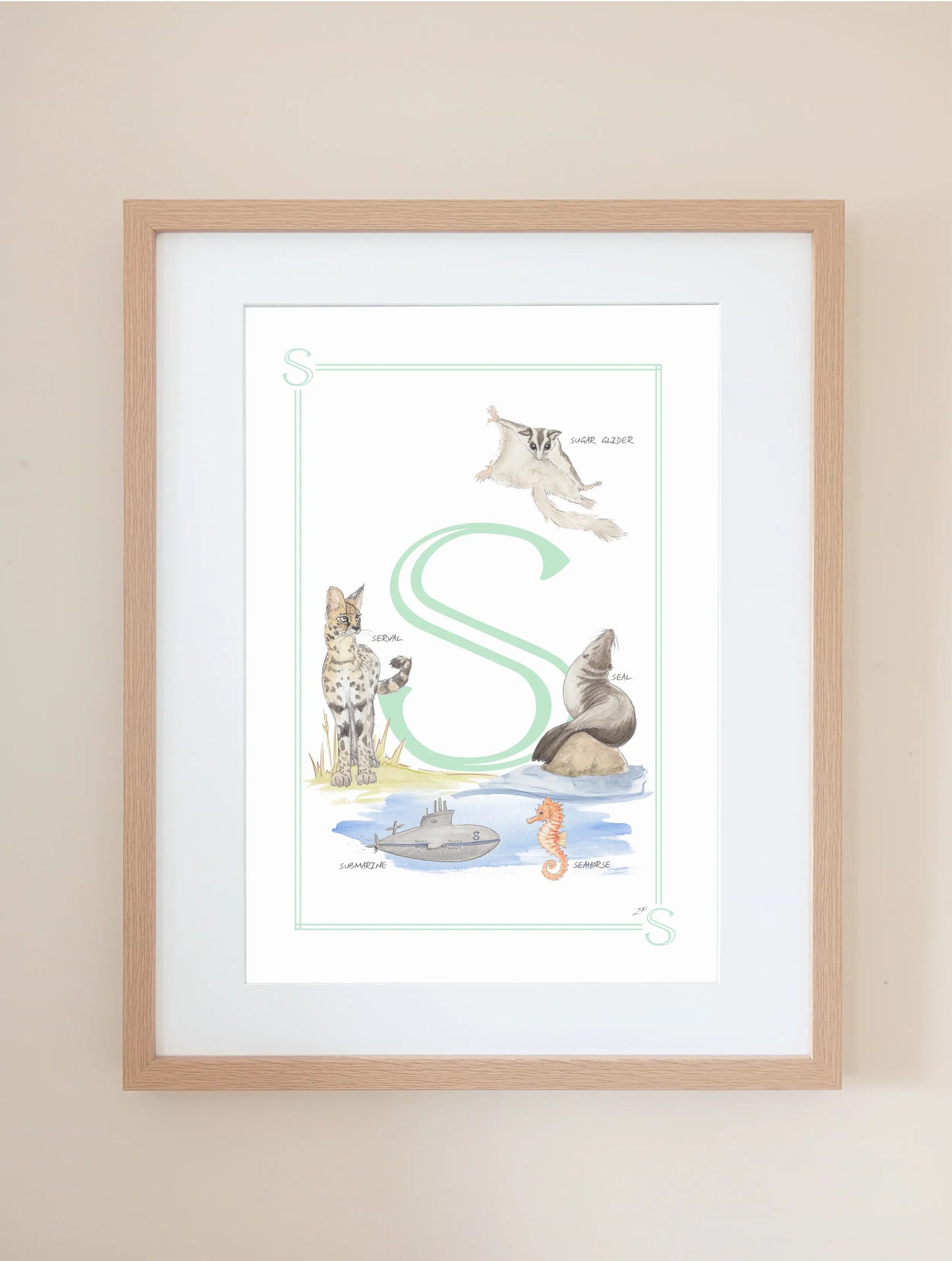 Personalised Children's Letter S - Art Print
