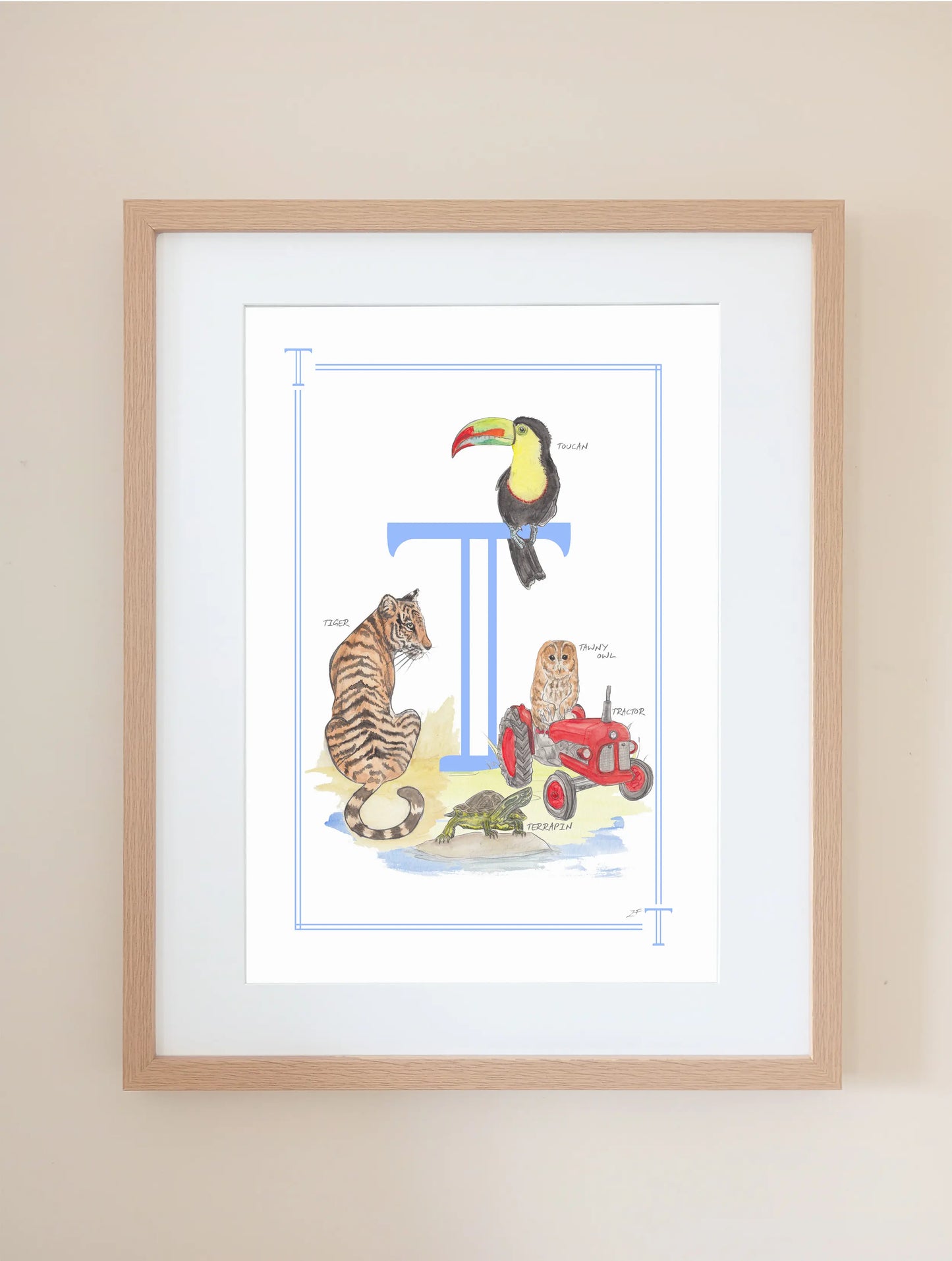 Personalised Children's Letter T - Art Print