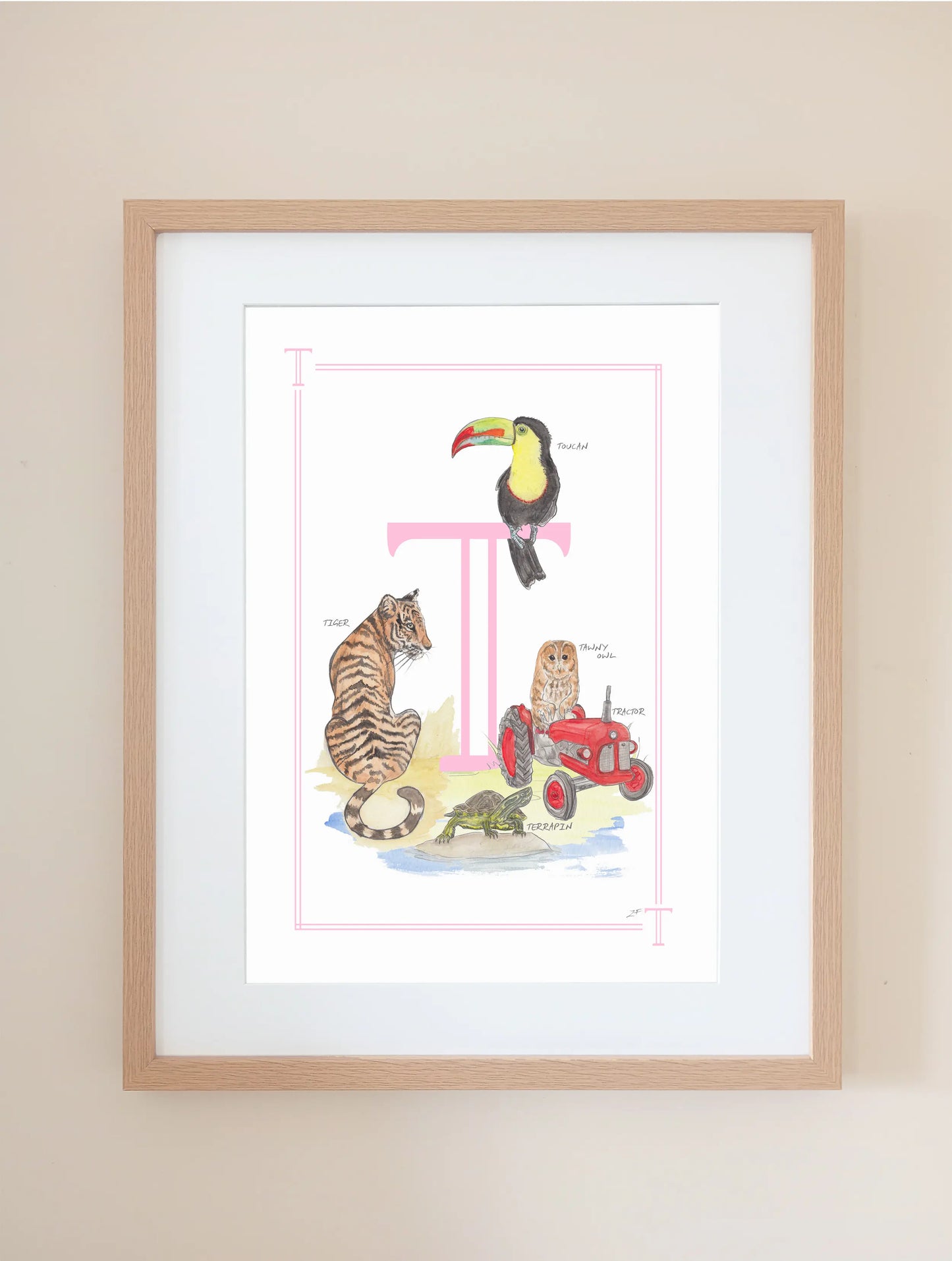 Personalised Children's Letter T - Art Print